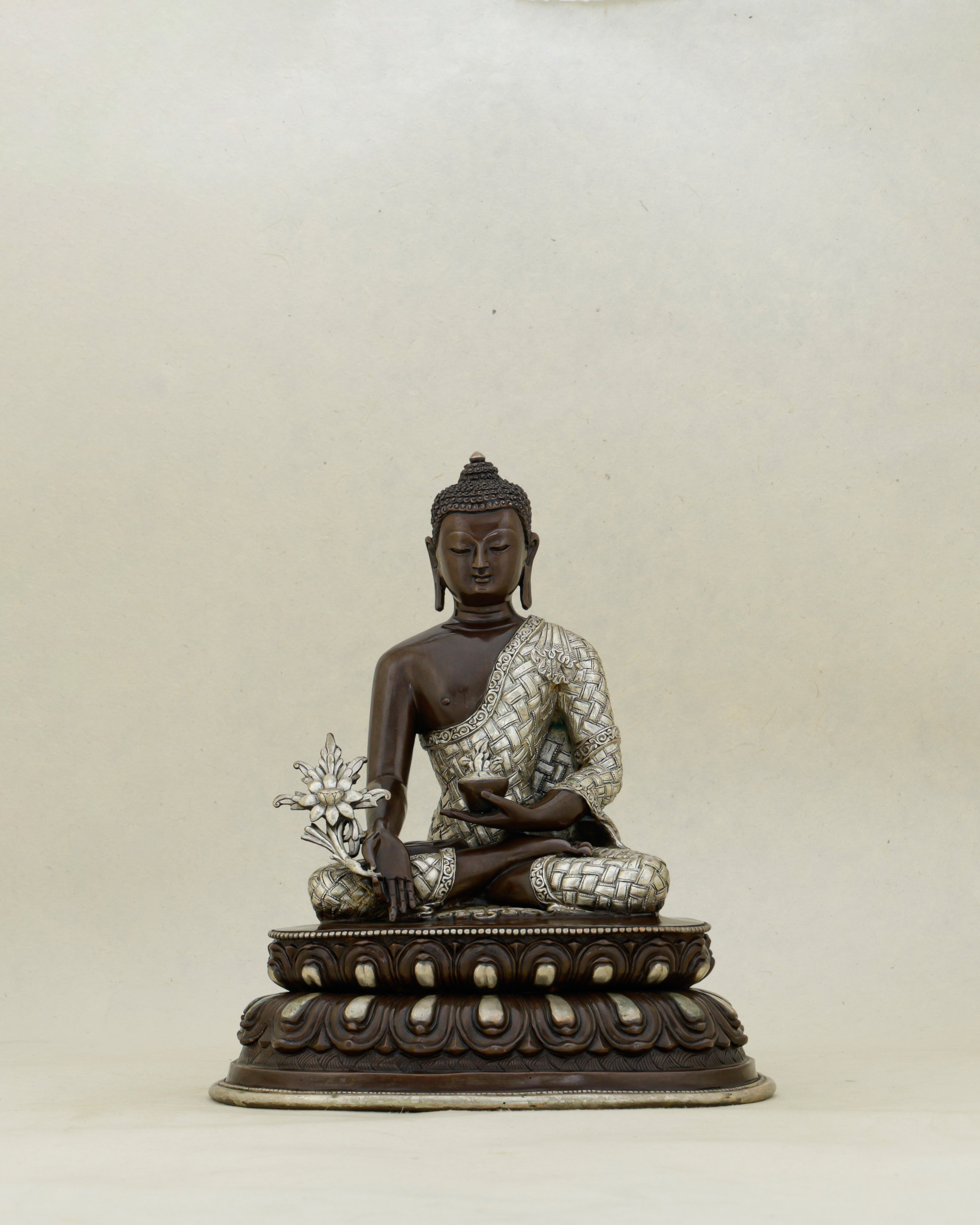 Bronze and Silver, Ancient and Healing | Oxidized Medicine Buddha From Nepal