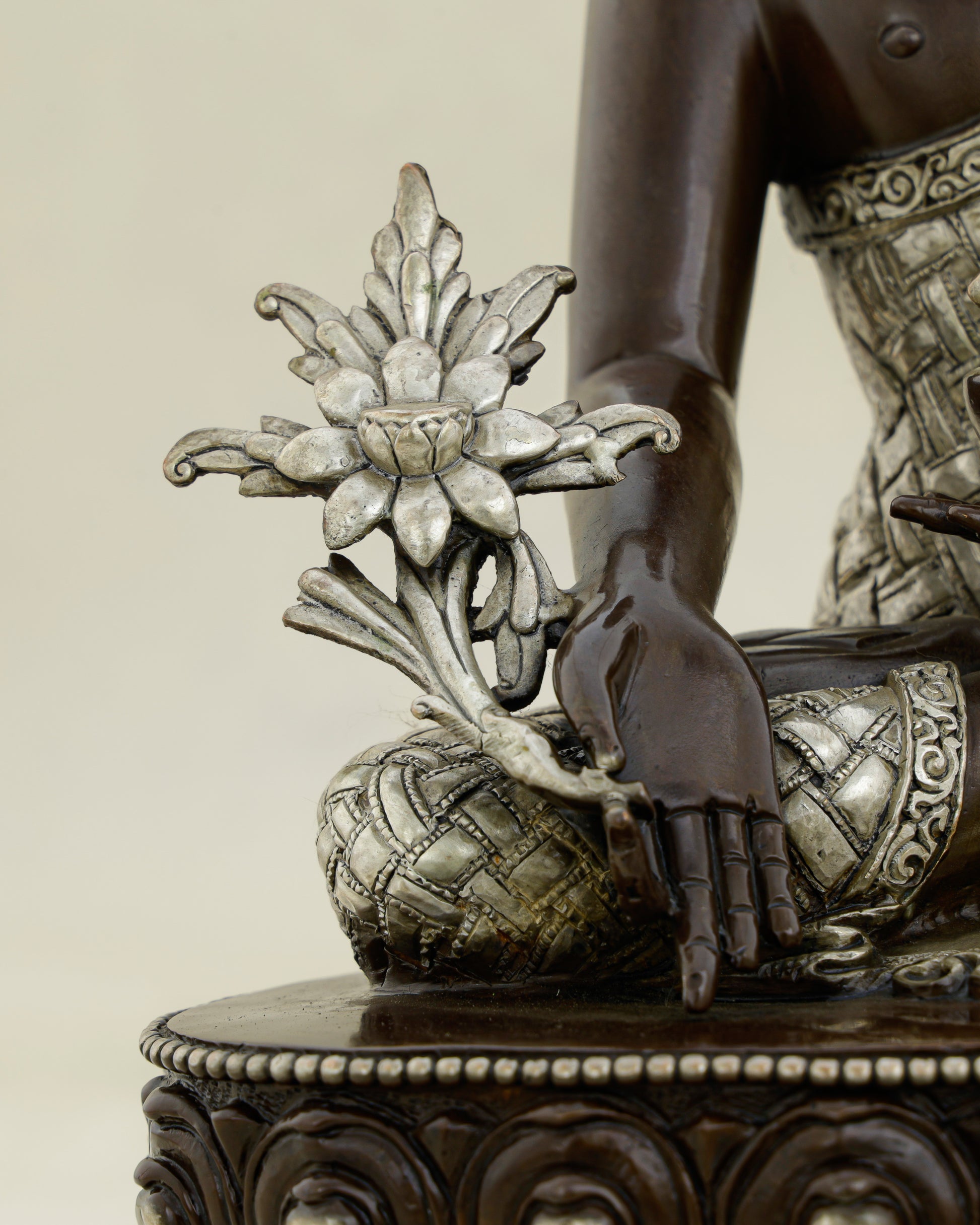 Bronze and Silver, Ancient and Healing | Oxidized Medicine Buddha From Nepal - Authentic Handcrafted Statue