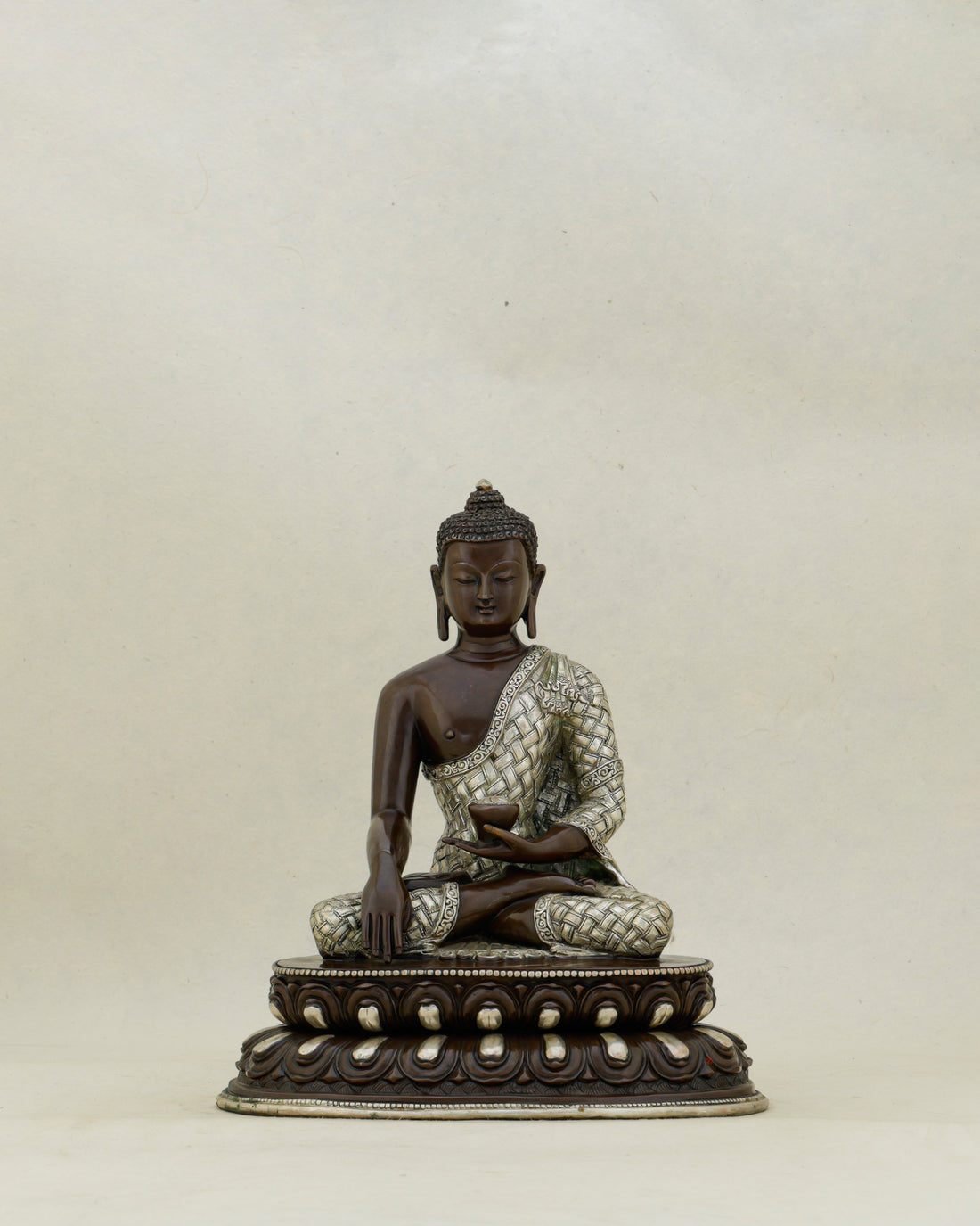 Where Bronze Meets Wisdom | Oxidized Silver Sakyamuni Buddha - Handcrafted Buddhist Statue