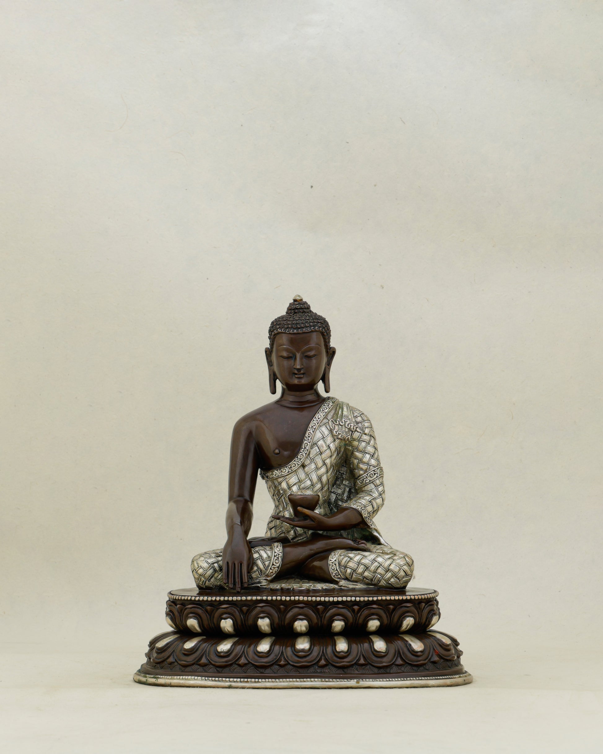 Where Bronze Meets Wisdom | Oxidized Silver Sakyamuni Buddha - Authentic Handcrafted Statue