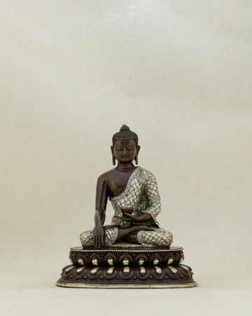 Where Bronze Meets Wisdom | Oxidized Silver Sakyamuni Buddha