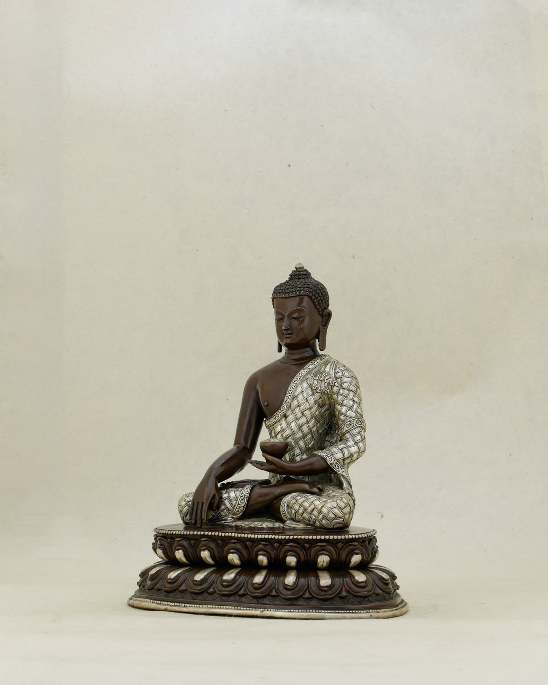 Where Bronze Meets Wisdom | Oxidized Silver Sakyamuni Buddha - Handcrafted Buddhist Statue - Authentic Sacred Art