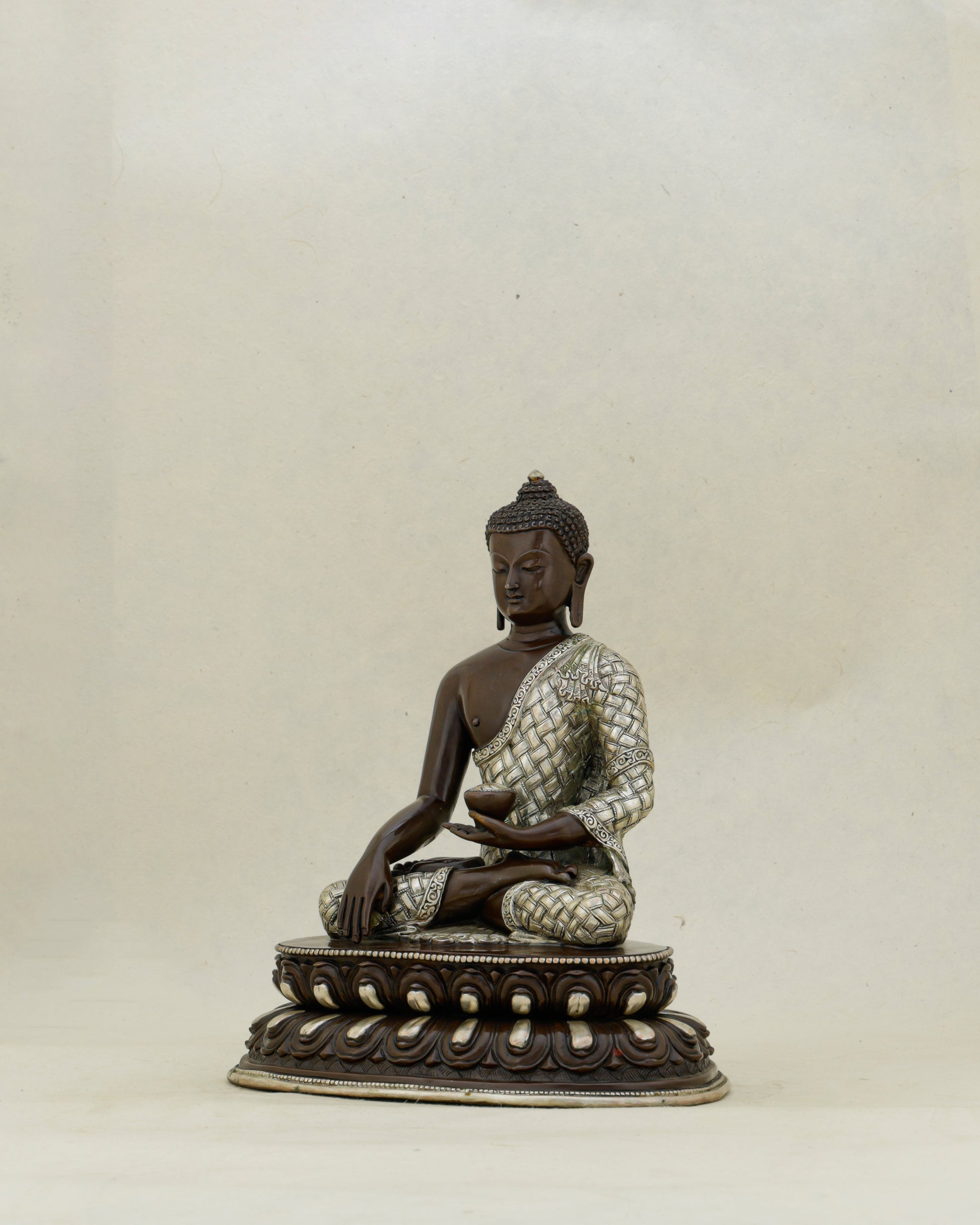 Where Bronze Meets Wisdom | Oxidized Silver Sakyamuni Buddha - Authentic Handcrafted Statue