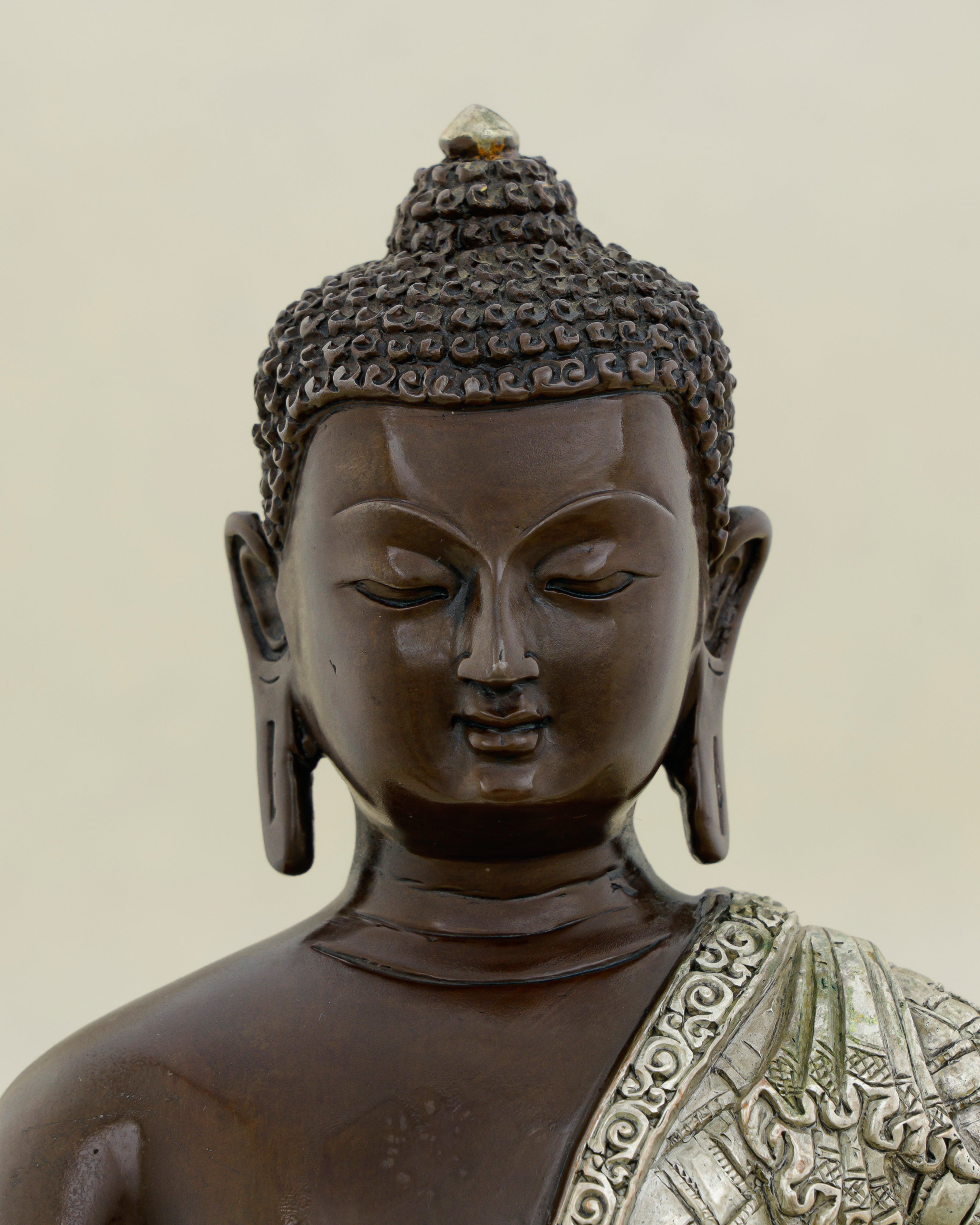 Where Bronze Meets Wisdom | Oxidized Silver Sakyamuni Buddha