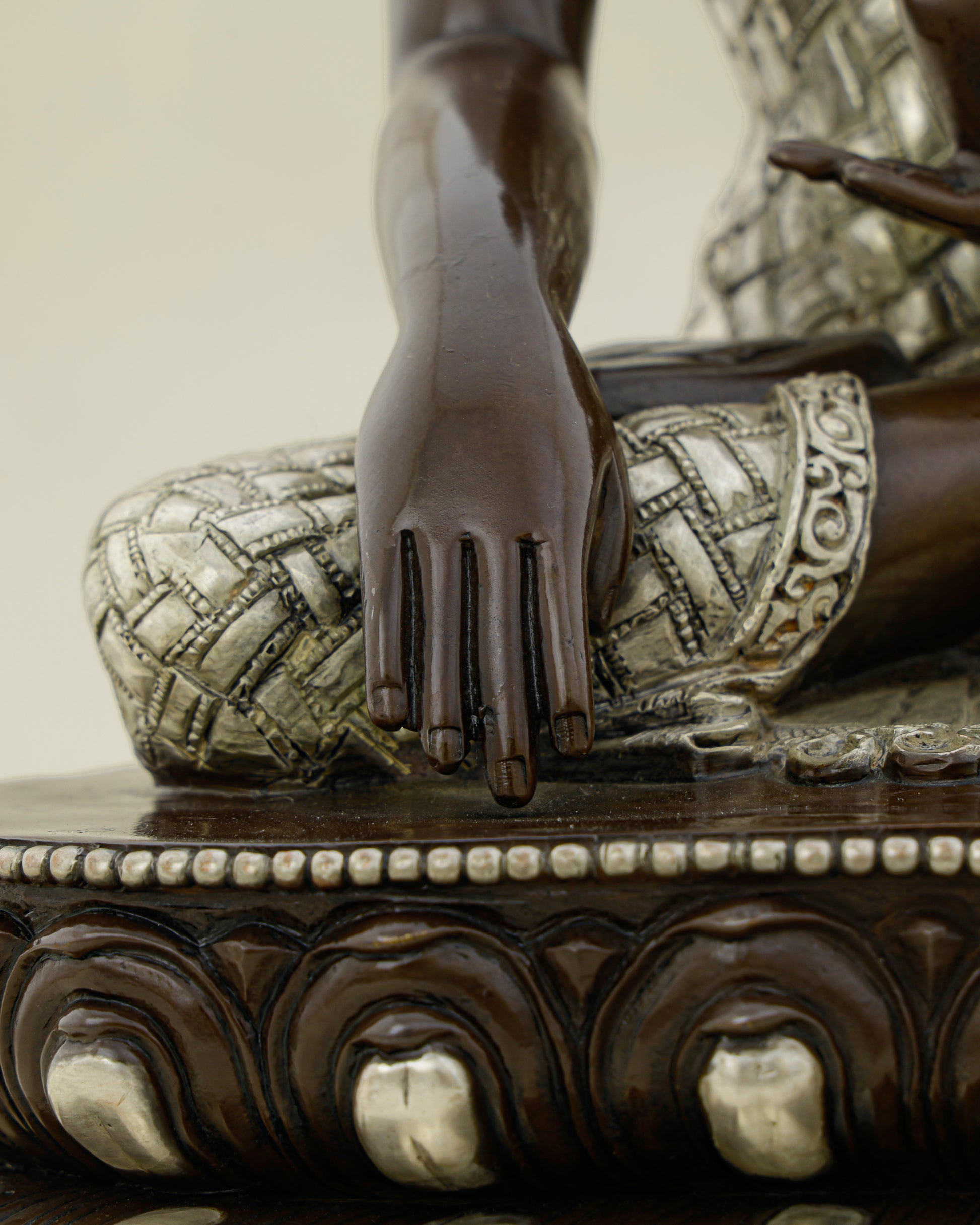 Where Bronze Meets Wisdom | Oxidized Silver Sakyamuni Buddha - Authentic Handcrafted Statue