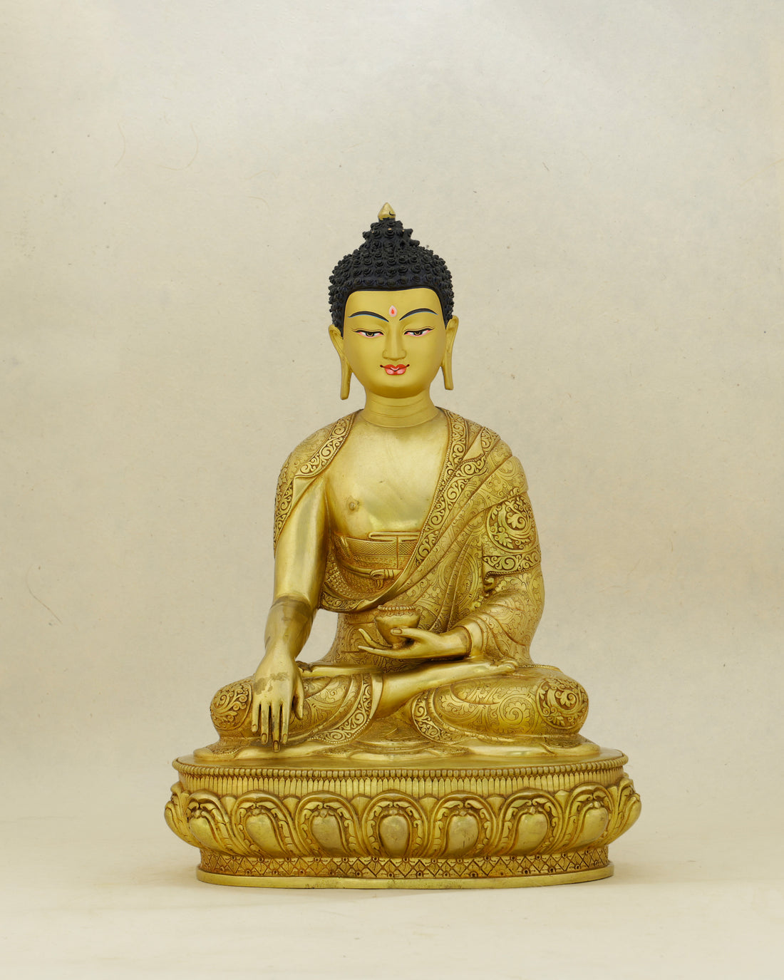 Carved in Gold, Rooted in Truth | 24K Gold Gilded Sakyamuni Buddha Statue - Handcrafted Buddhist Statue