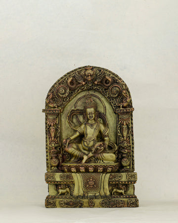 Wealth Enthroned in Copper | Nepalese Antique Dzambhala Shrine Statue