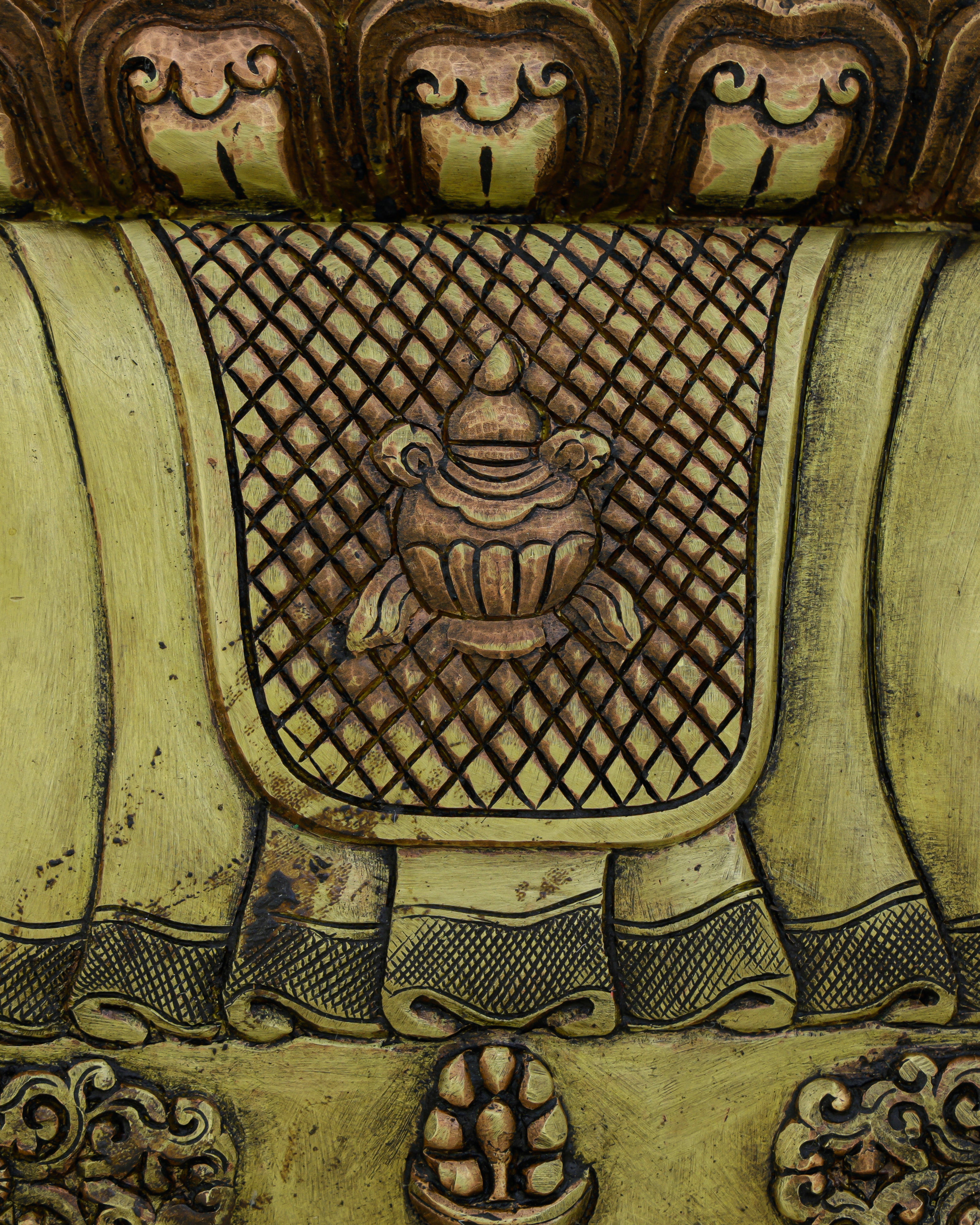 Wealth Enthroned in Copper | Nepalese Antique Dzambhala Shrine Statue