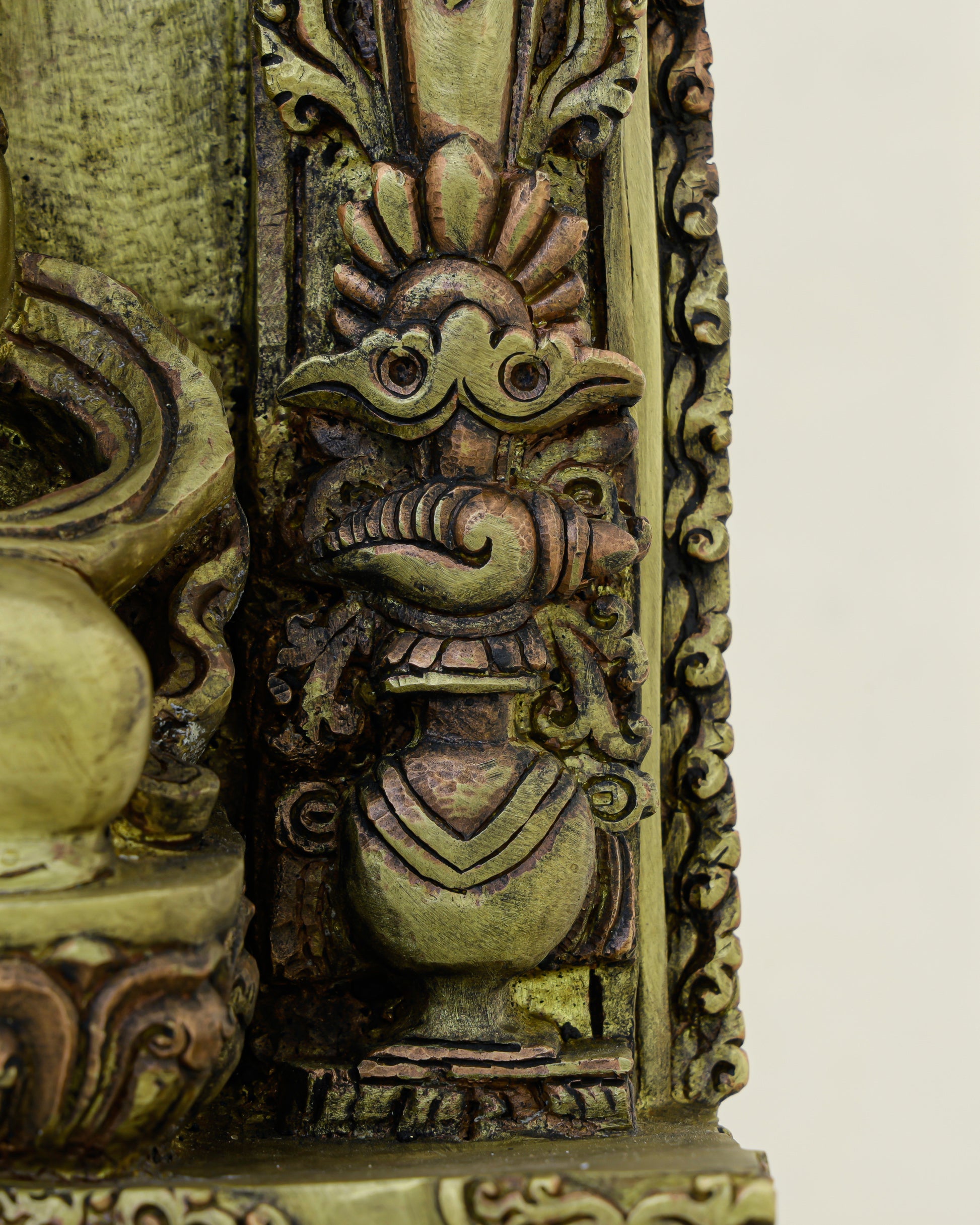 Wealth Enthroned in Copper | Nepalese Antique Dzambhala Shrine Statue - Authentic Handcrafted Statue