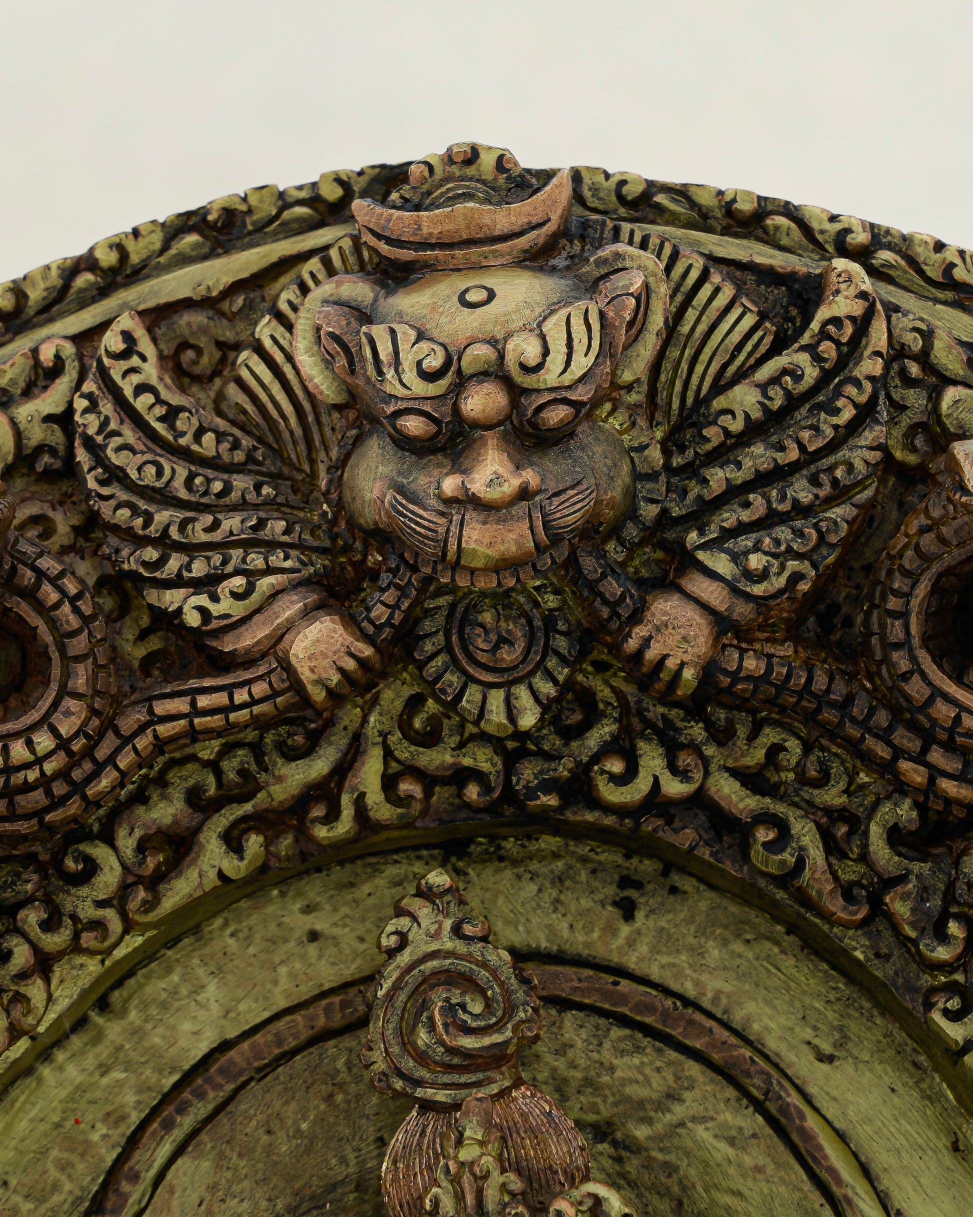 Wealth Enthroned in Copper | Nepalese Antique Dzambhala Shrine Statue - Authentic Handcrafted Statue