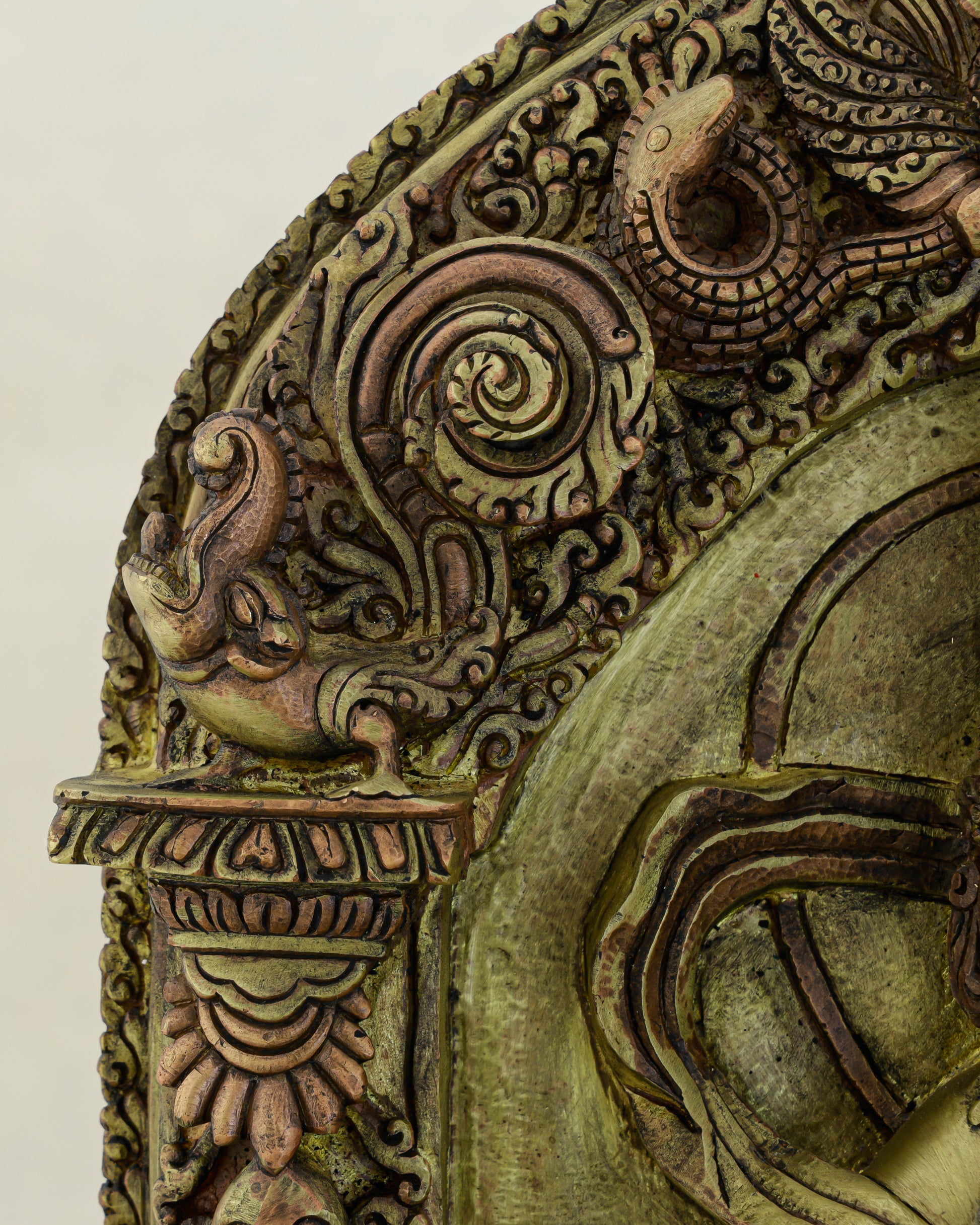 Wealth Enthroned in Copper | Nepalese Antique Dzambhala Shrine Statue - Authentic Handcrafted Statue