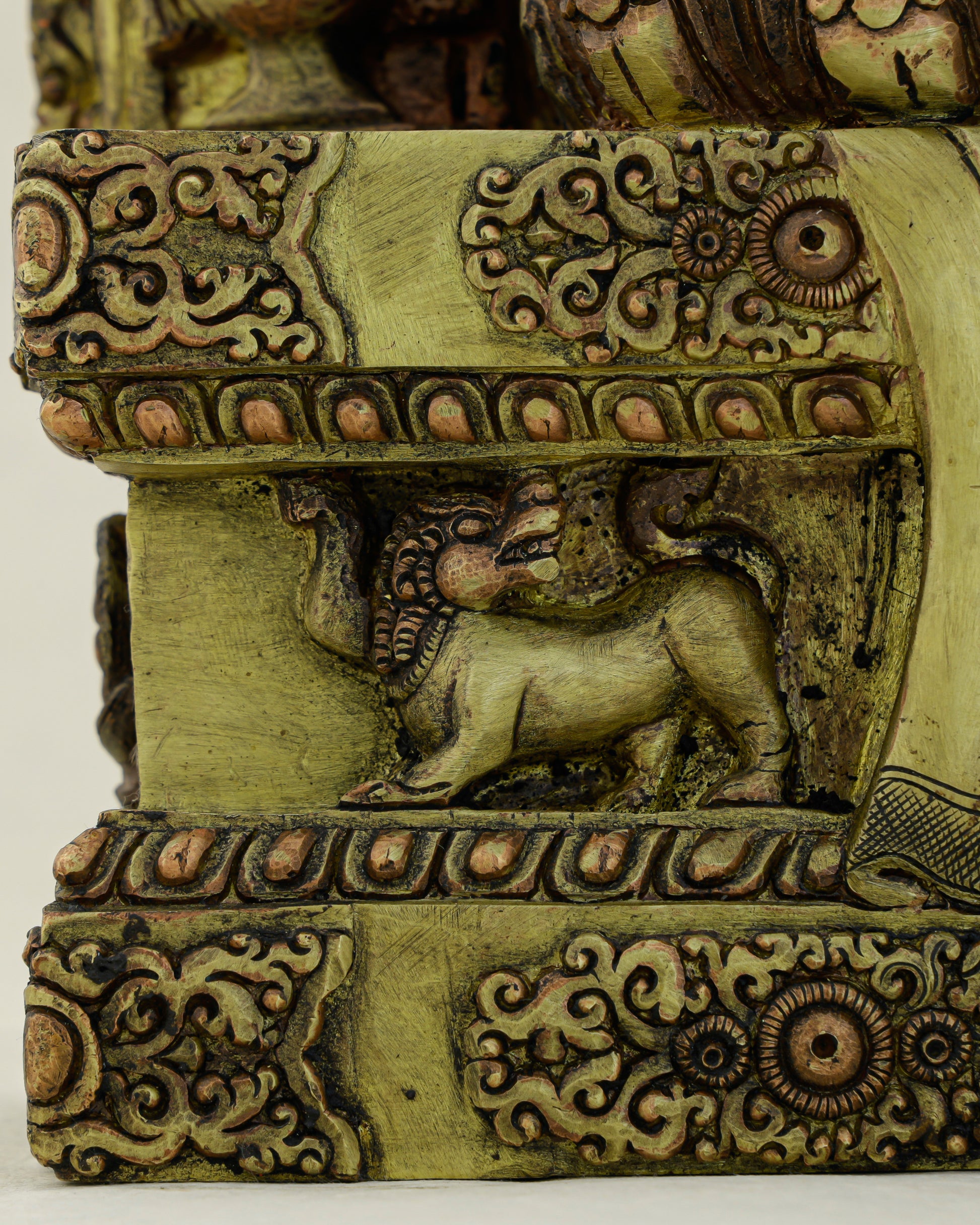 Wealth Enthroned in Copper | Nepalese Antique Dzambhala Shrine Statue - Authentic Handcrafted Statue