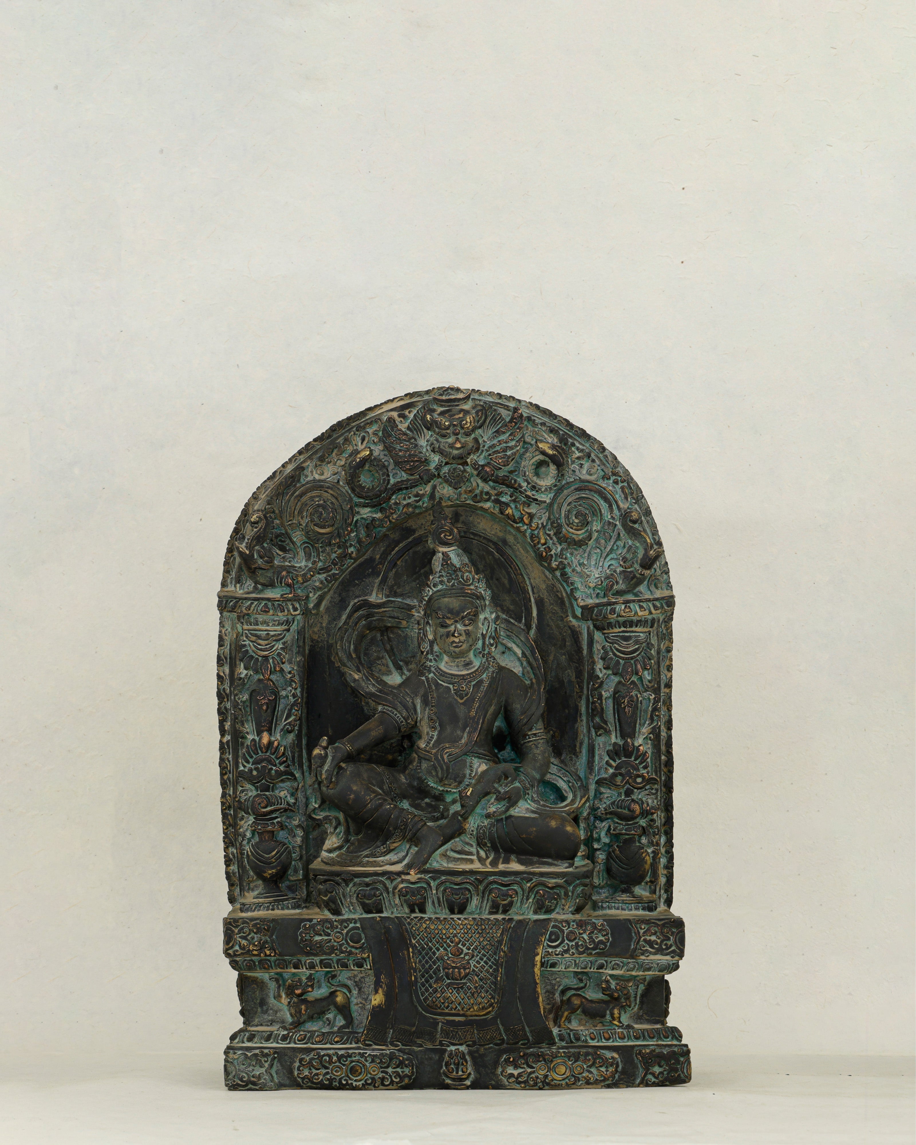 Ancient Wealth Rises from Darkness| Nepalese Antique Oxidized Dzambhala Shrine&nbsp;