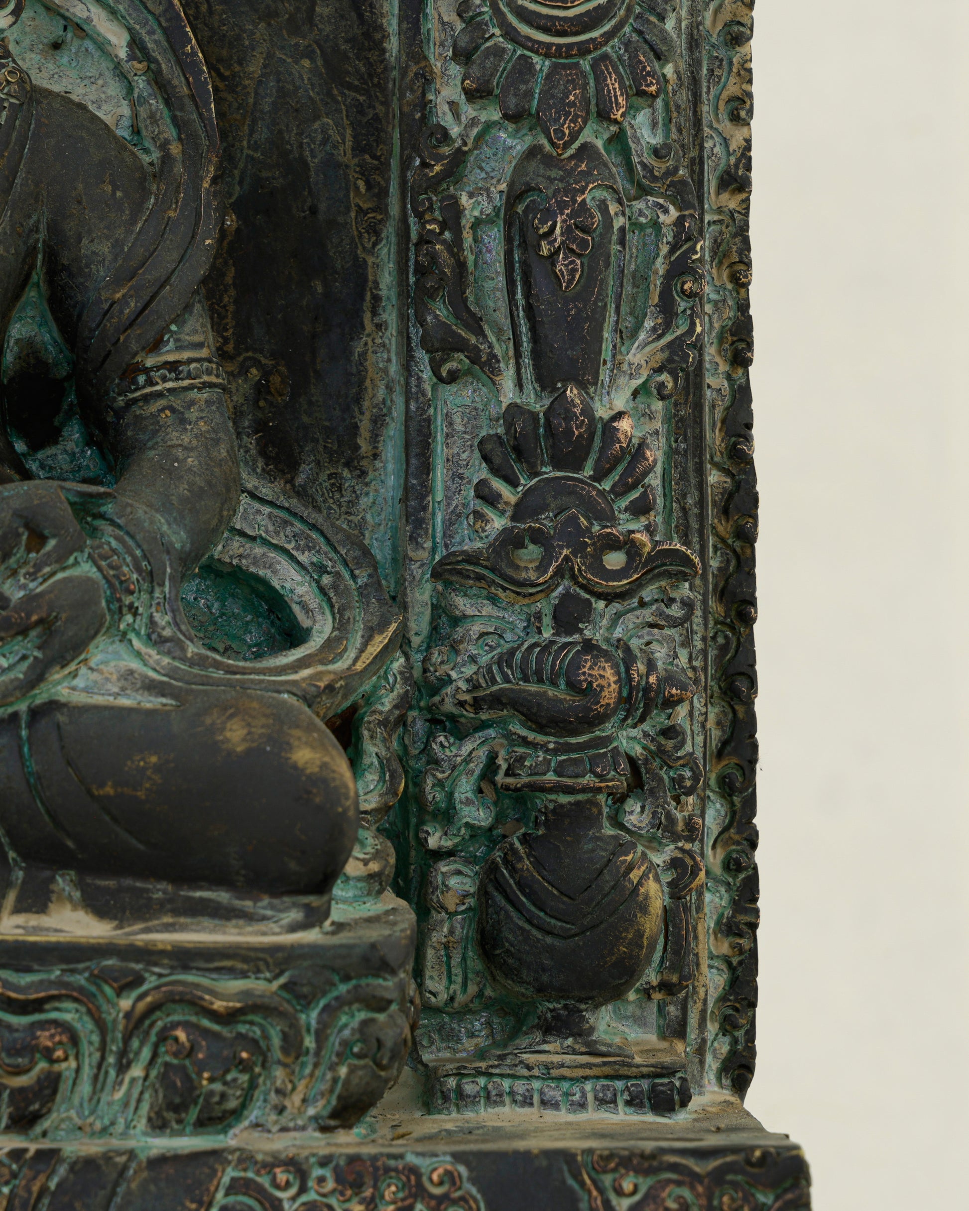 Ancient Wealth Rises from Darkness| Nepalese Antique Oxidized Dzambhala Shrine&nbsp; - Authentic Handcrafted Statue
