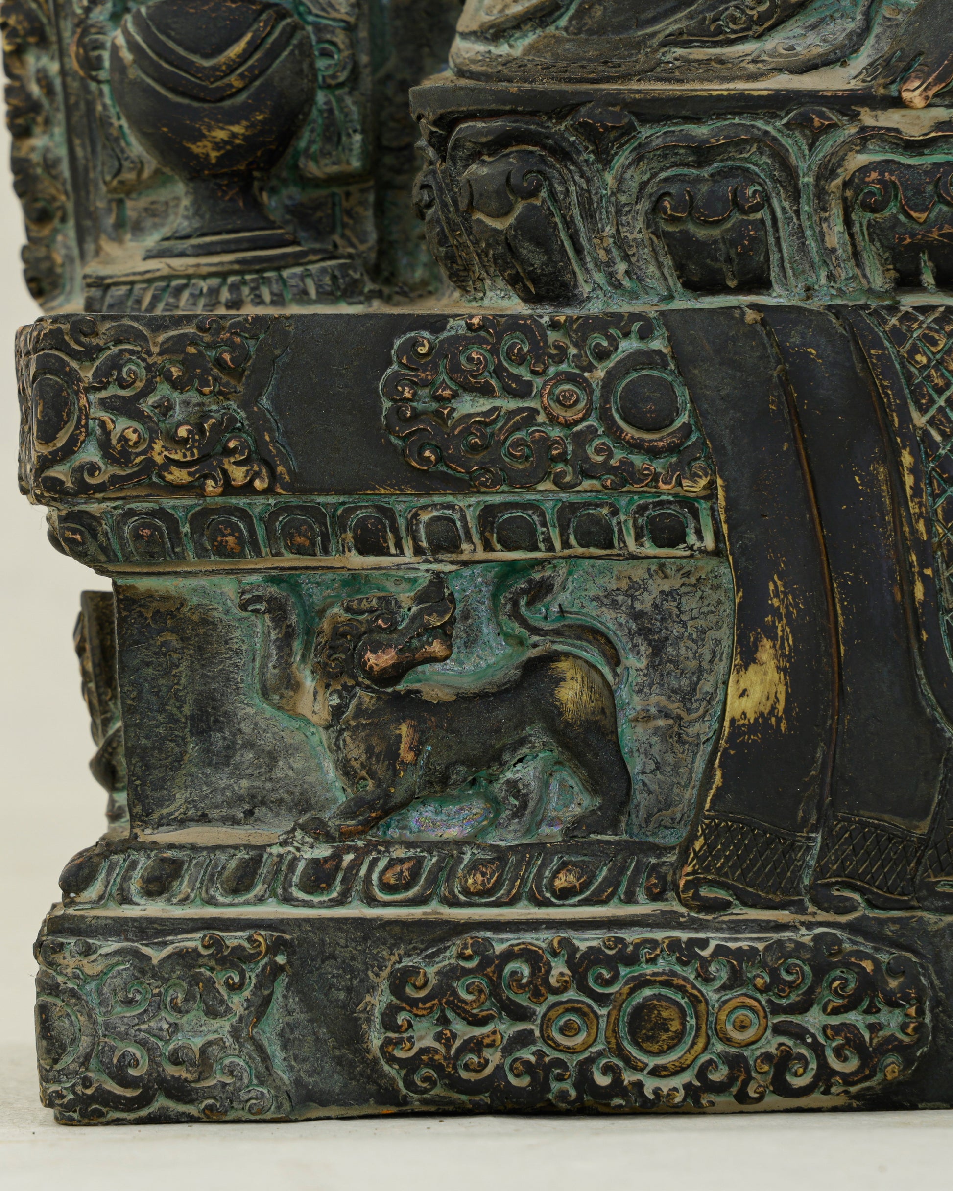Ancient Wealth Rises from Darkness| Nepalese Antique Oxidized Dzambhala Shrine&nbsp; - Authentic Handcrafted Statue
