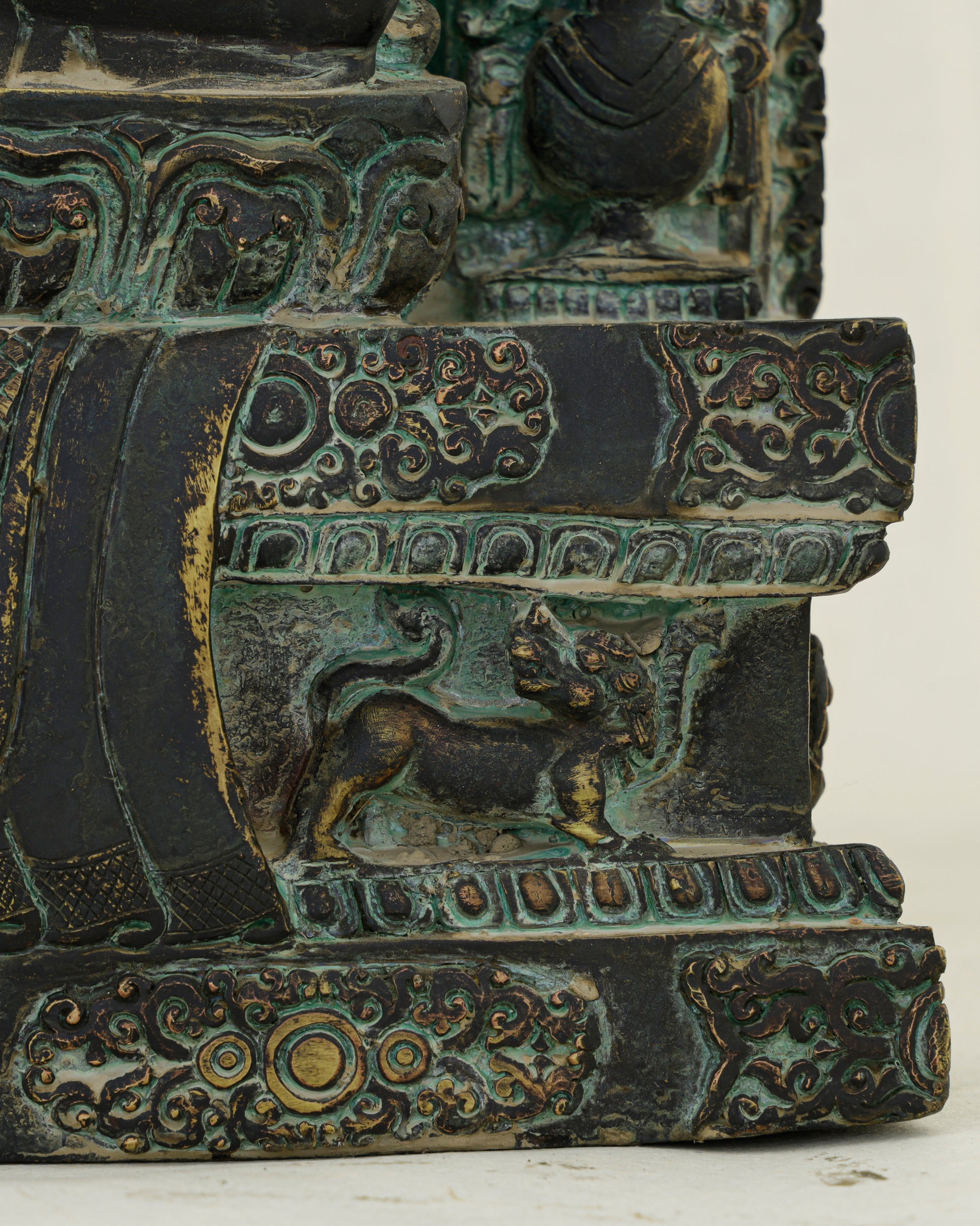 Ancient Wealth Rises from Darkness| Nepalese Antique Oxidized Dzambhala Shrine&nbsp; - Authentic Handcrafted Statue