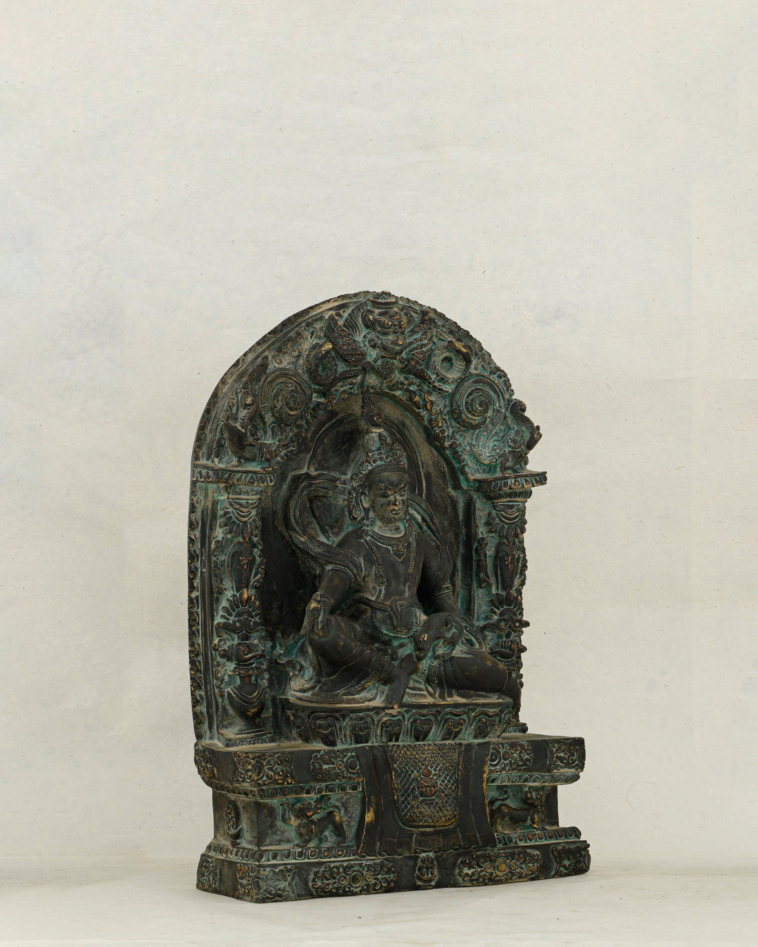 Ancient Wealth Rises from Darkness| Nepalese Antique Oxidized Dzambhala Shrine&nbsp; - Handcrafted Buddhist Statue - Authentic Sacred Art