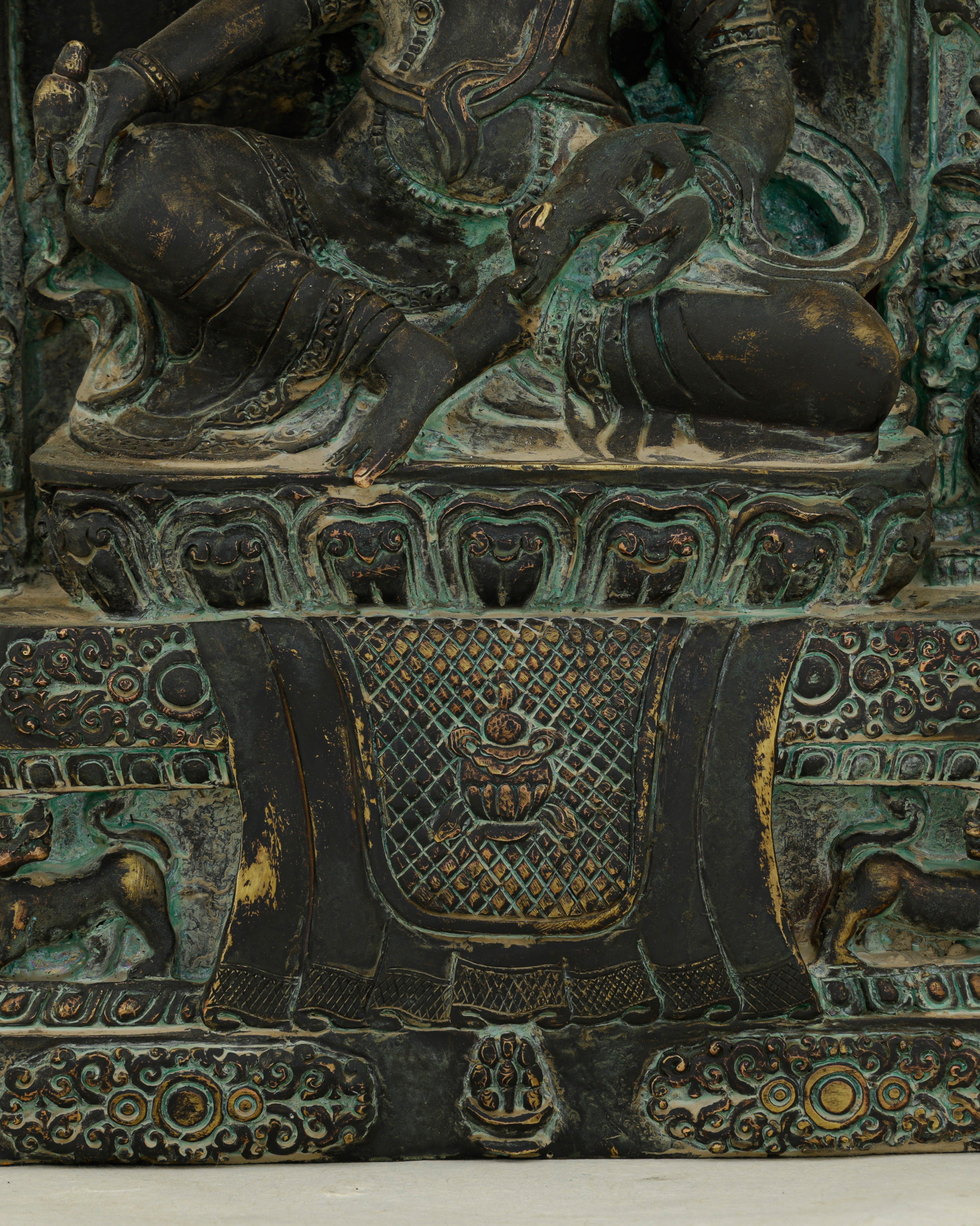 Ancient Wealth Rises from Darkness| Nepalese Antique Oxidized Dzambhala Shrine&nbsp;