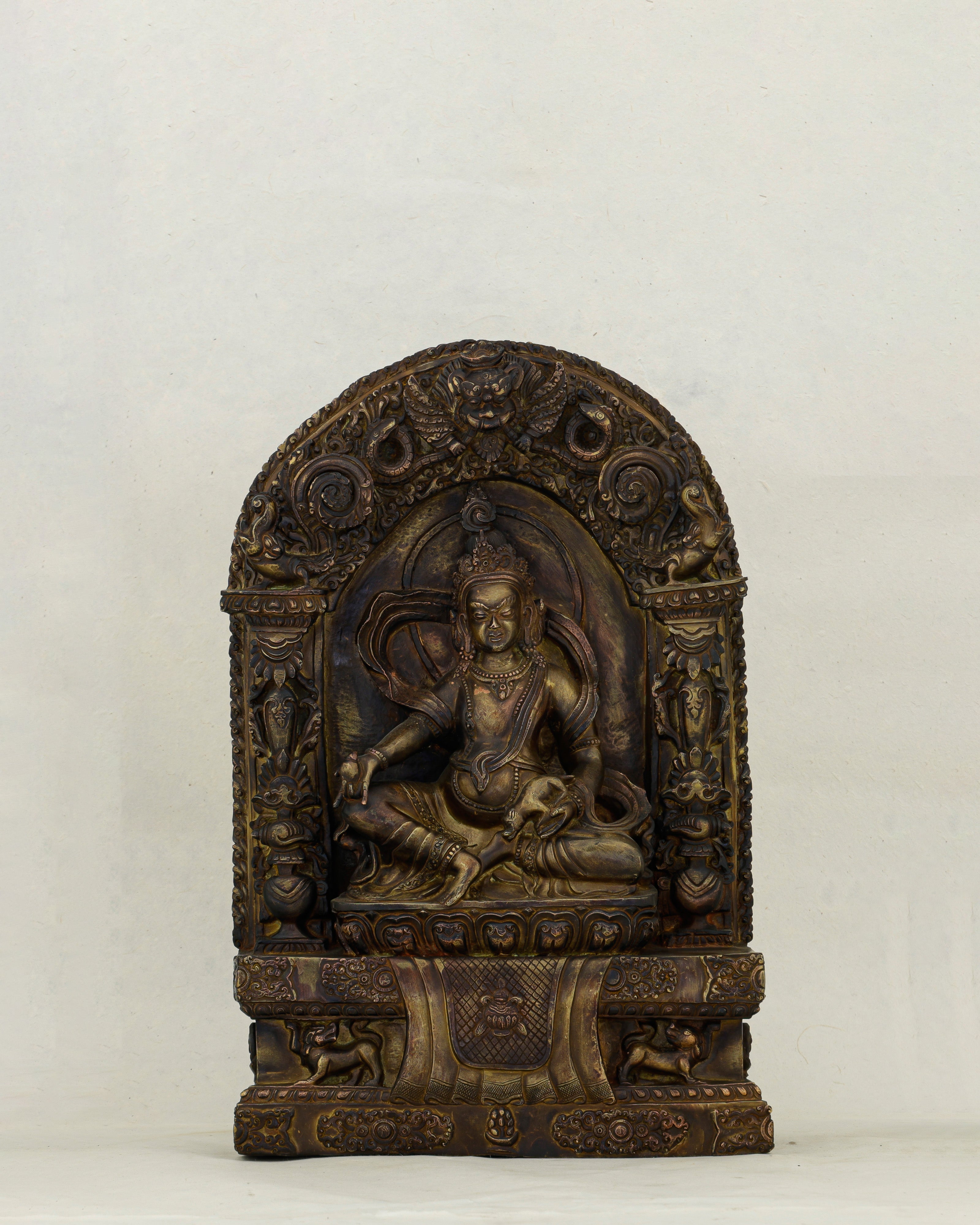 Copper-Kissed and Crown-Adorned | Nepalese Antique Dzambhala Shrine Statue That Flows With Fortune