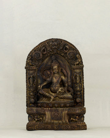 Copper-Kissed and Crown-Adorned | Nepalese Antique Dzambhala Shrine Statue That Flows With Fortune