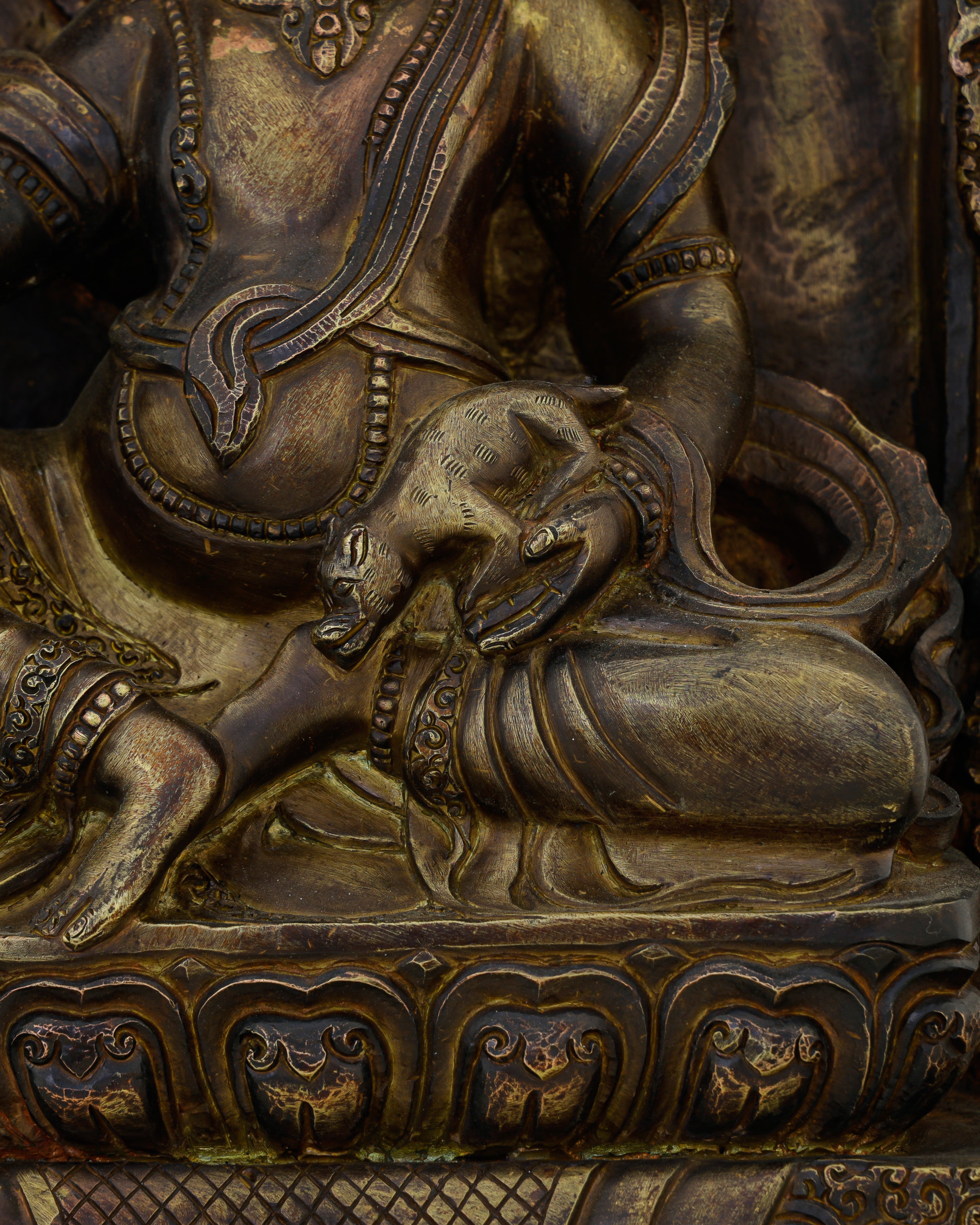 Copper-Kissed and Crown-Adorned | Nepalese Antique Dzambhala Shrine Statue That Flows With Fortune