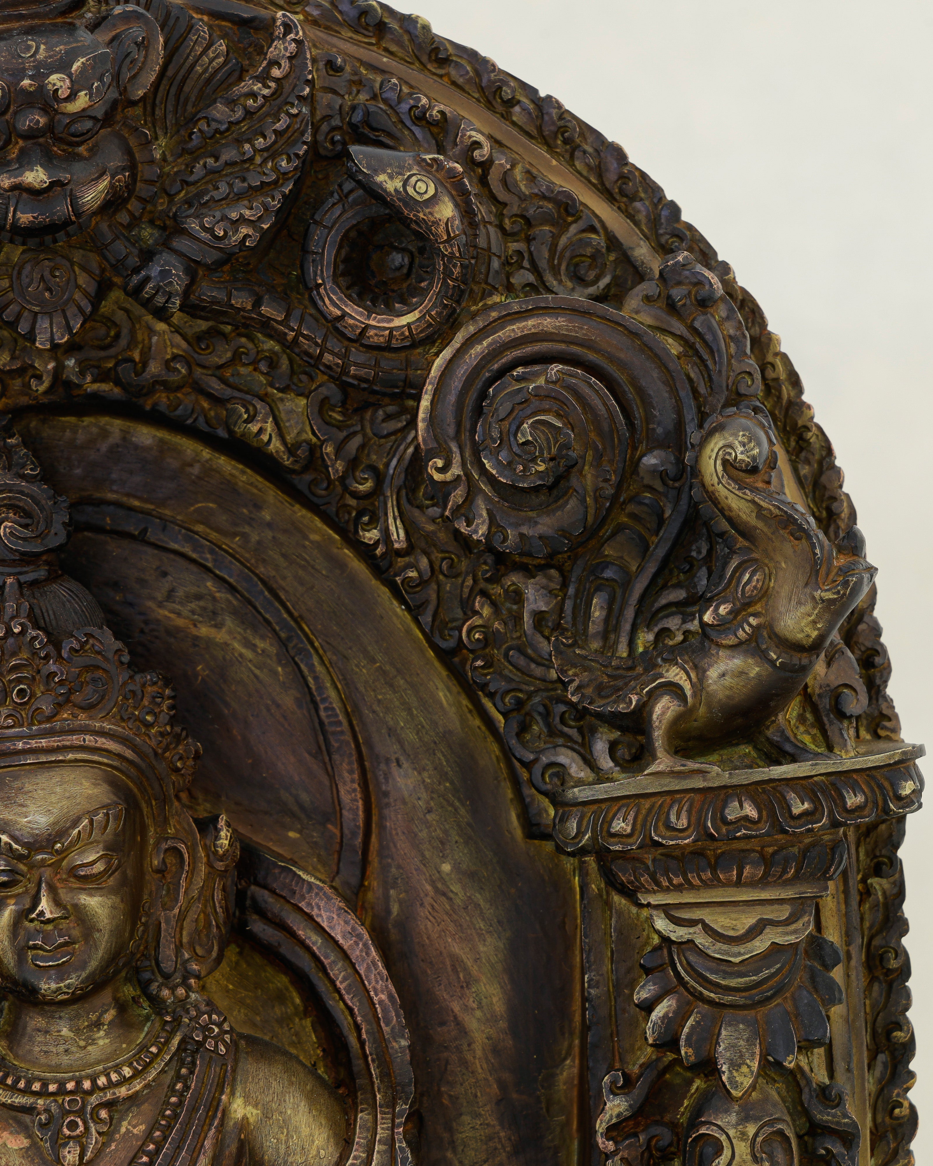 Copper-Kissed and Crown-Adorned | Nepalese Antique Dzambhala Shrine Statue That Flows With Fortune