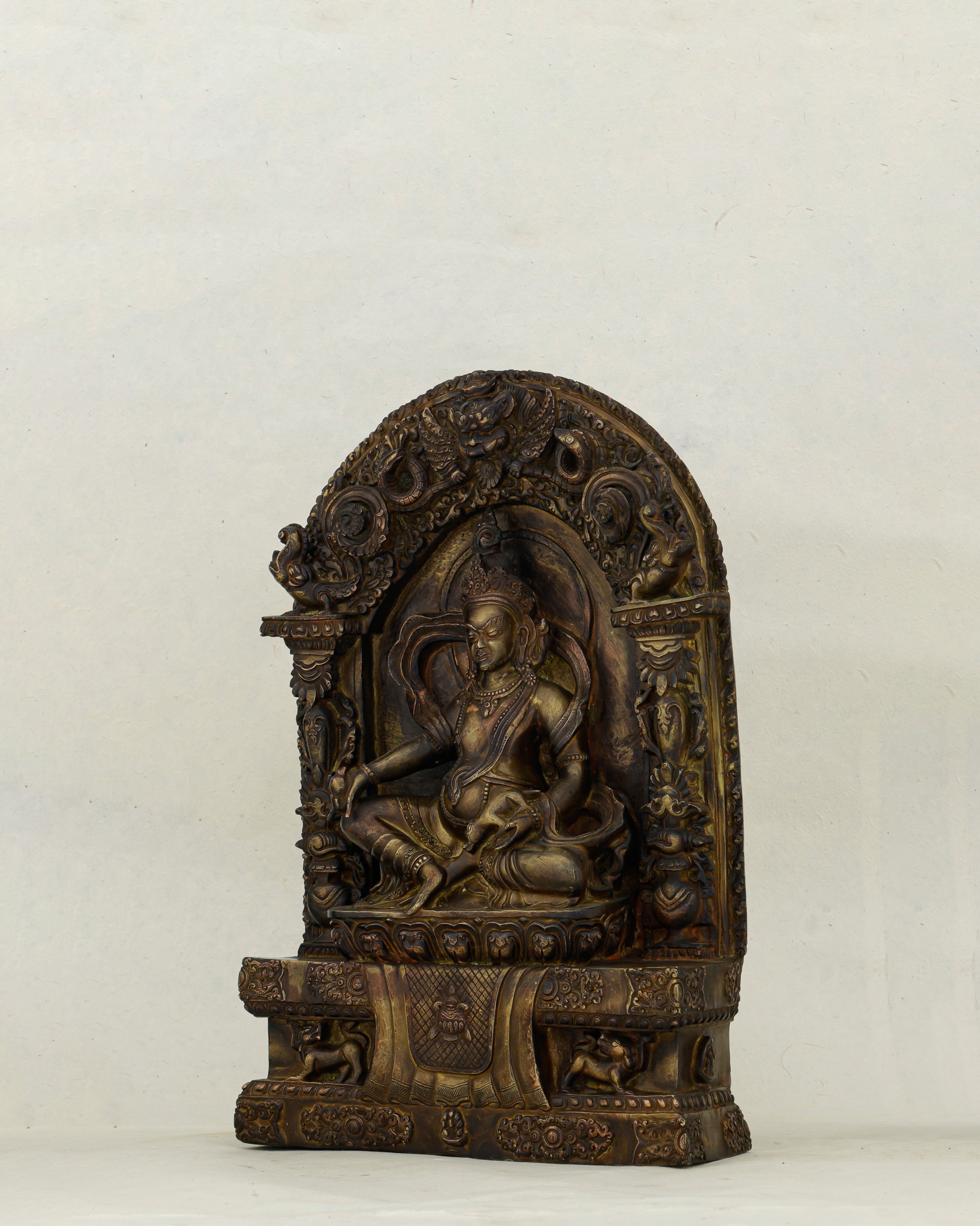 Copper-Kissed and Crown-Adorned | Nepalese Antique Dzambhala Shrine Statue That Flows With Fortune