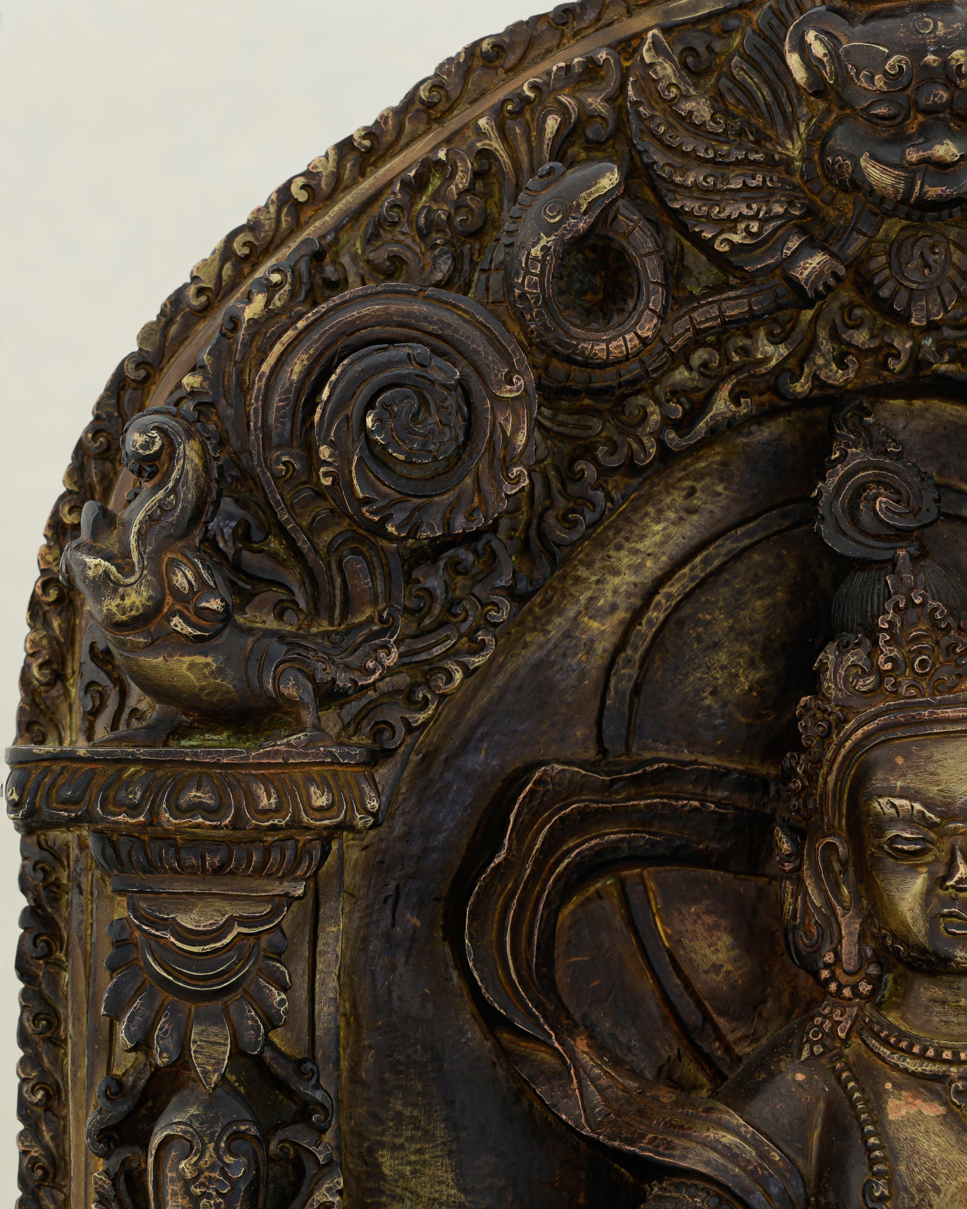 Copper-Kissed and Crown-Adorned | Nepalese Antique Dzambhala Shrine Statue That Flows With Fortune - Authentic Handcrafted Statue