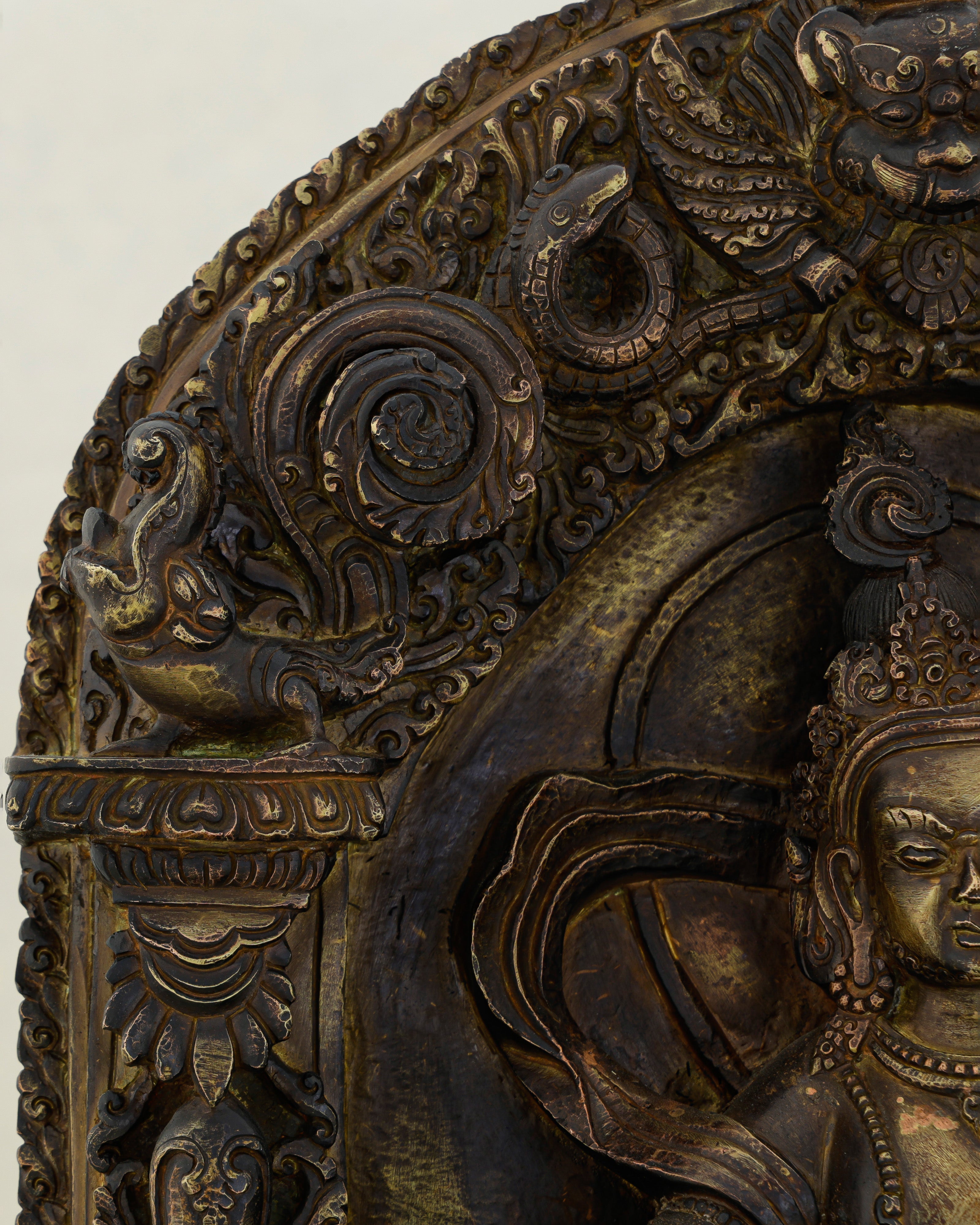Copper-Kissed and Crown-Adorned | Nepalese Antique Dzambhala Shrine Statue That Flows With Fortune