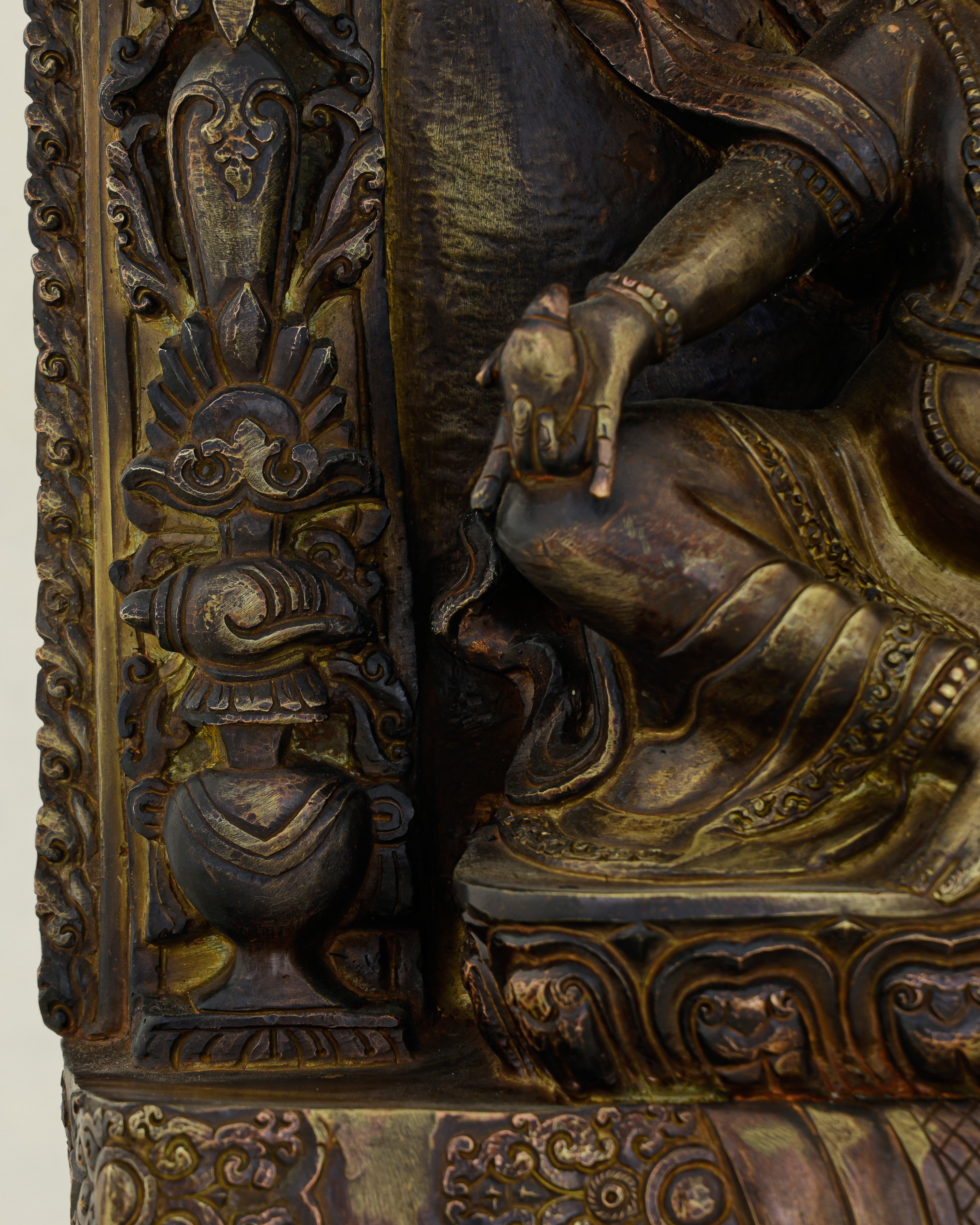 Copper-Kissed and Crown-Adorned | Nepalese Antique Dzambhala Shrine Statue That Flows With Fortune