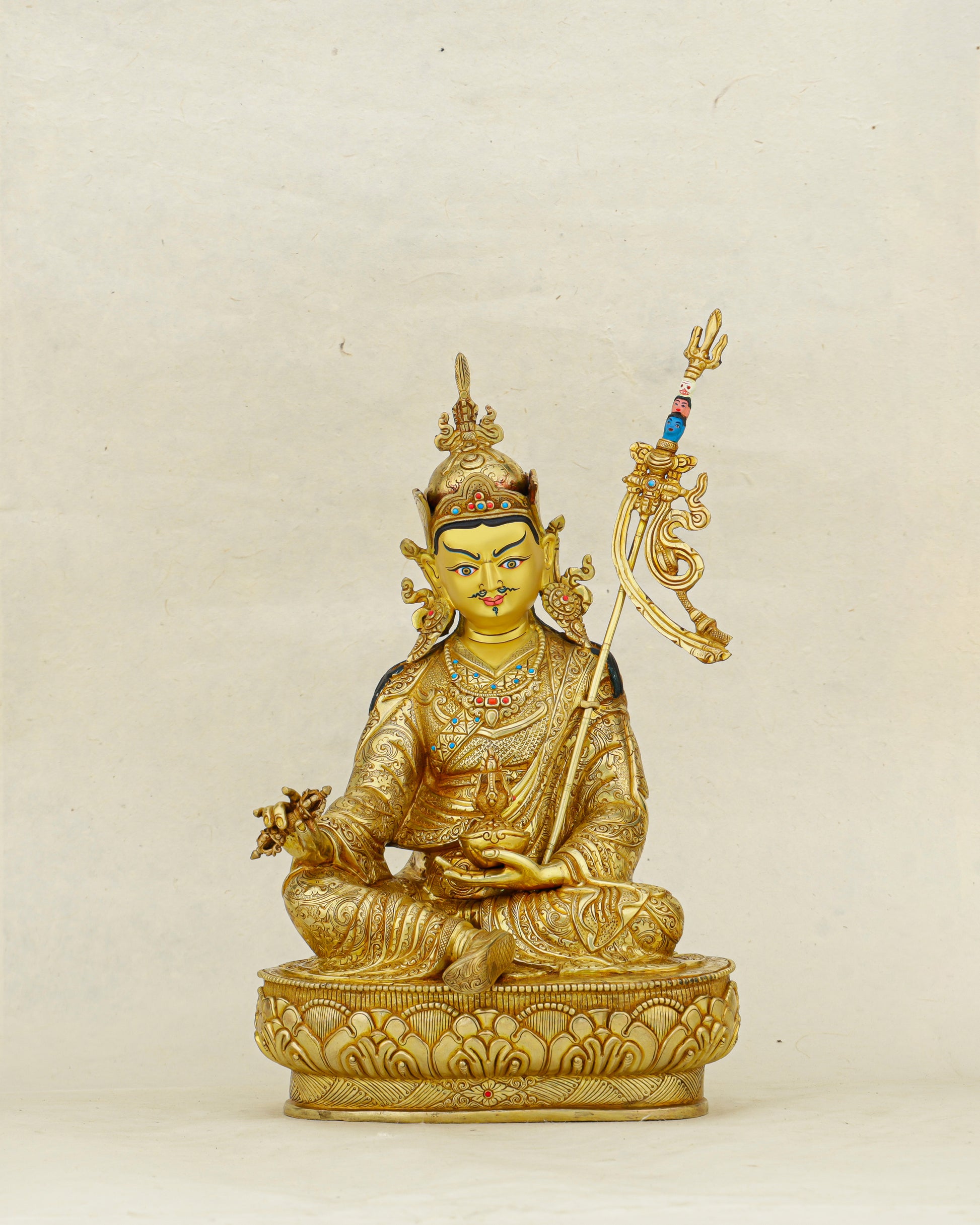 Born from a Lotus, Forged in Gold | Nepalese 24K Guru Rinpoche Statue - Authentic Handcrafted Statue