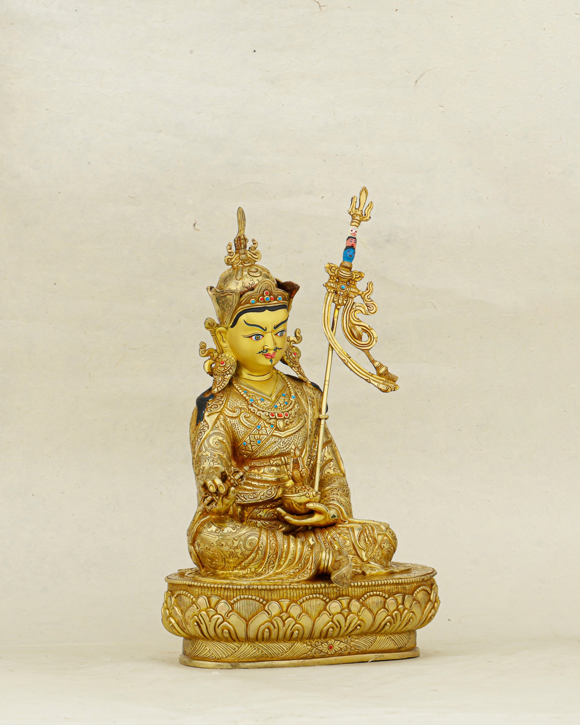 Born from a Lotus, Forged in Gold | Nepalese 24K Guru Rinpoche Statue - Authentic Handcrafted Statue
