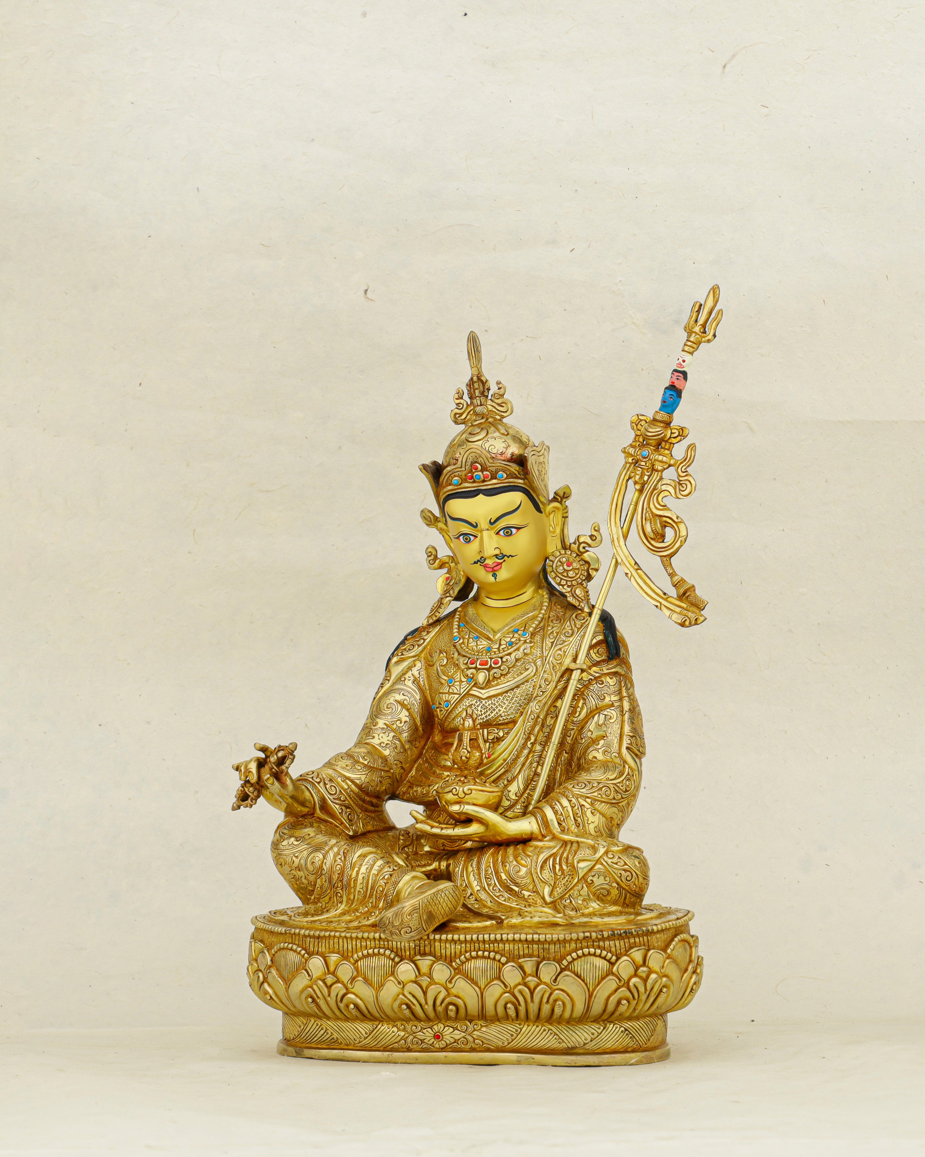 Born from a Lotus, Forged in Gold | Nepalese 24K Guru Rinpoche Statue