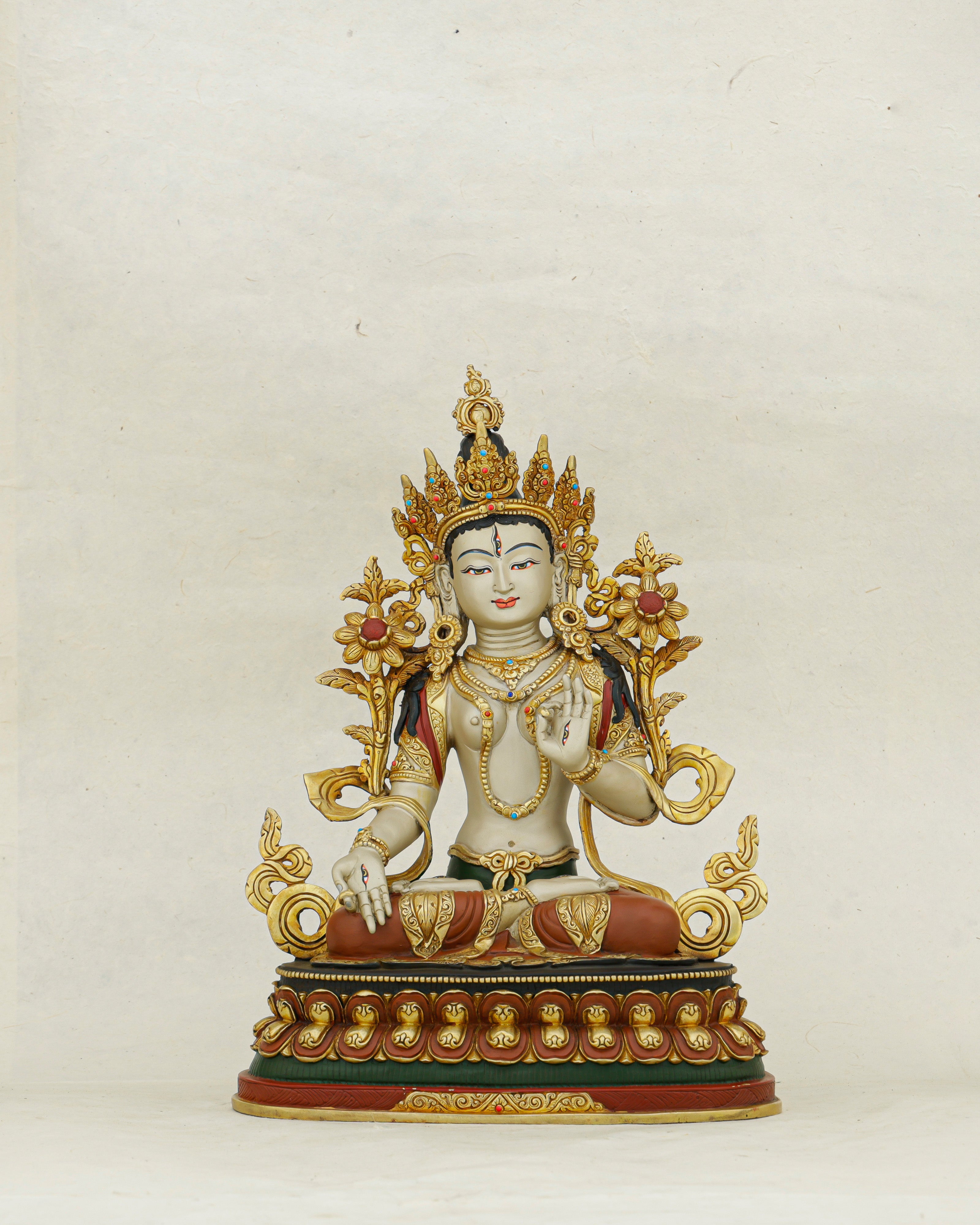 Seven Eyes of Compassion, One Eternal Grace | Nepalese White Tara Statue That Heals and Protects