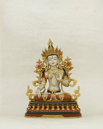 Seven Eyes of Compassion, One Eternal Grace | Nepalese White Tara Statue That Heals and Protects