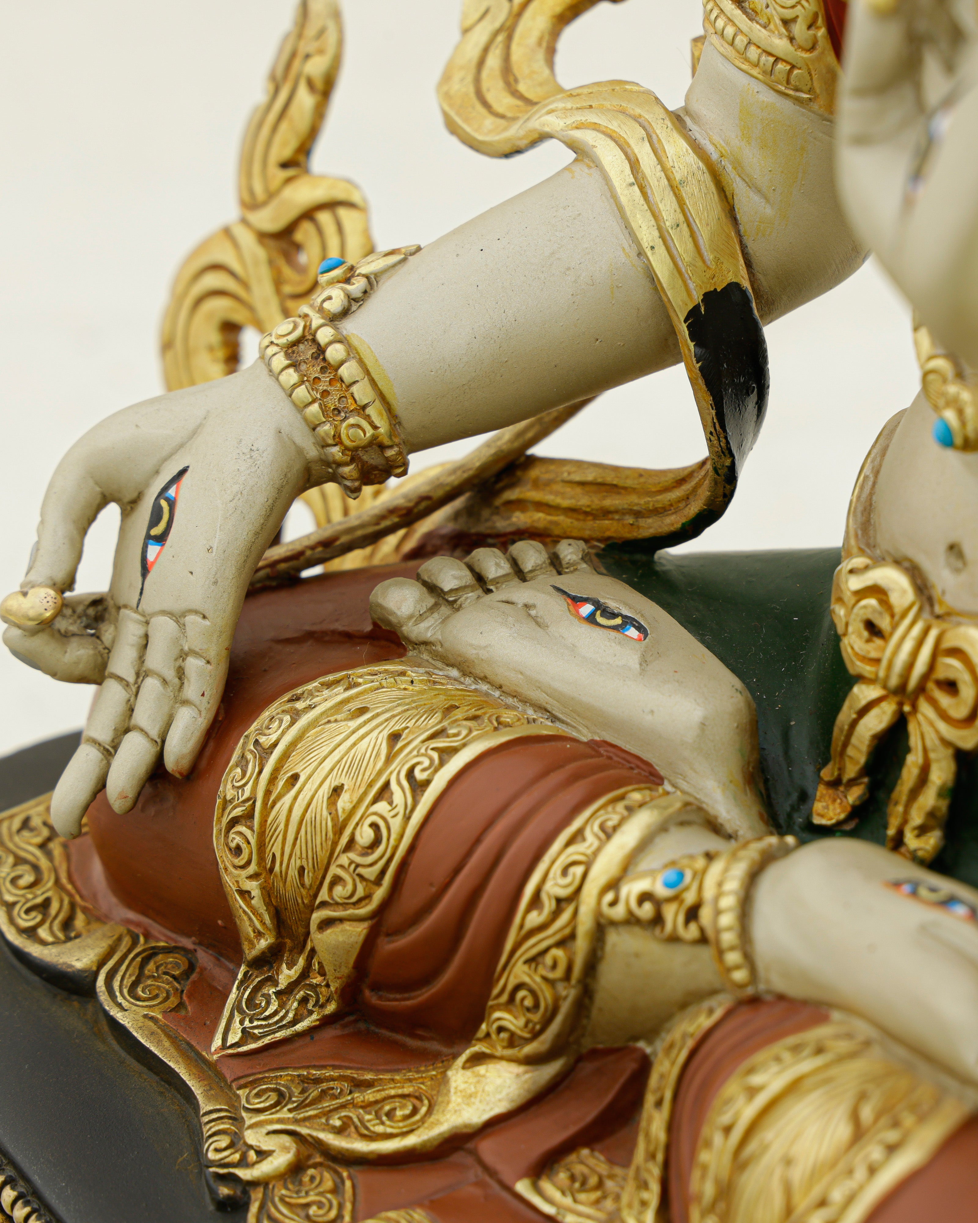 Seven Eyes of Compassion, One Eternal Grace | Nepalese White Tara Statue That Heals and Protects