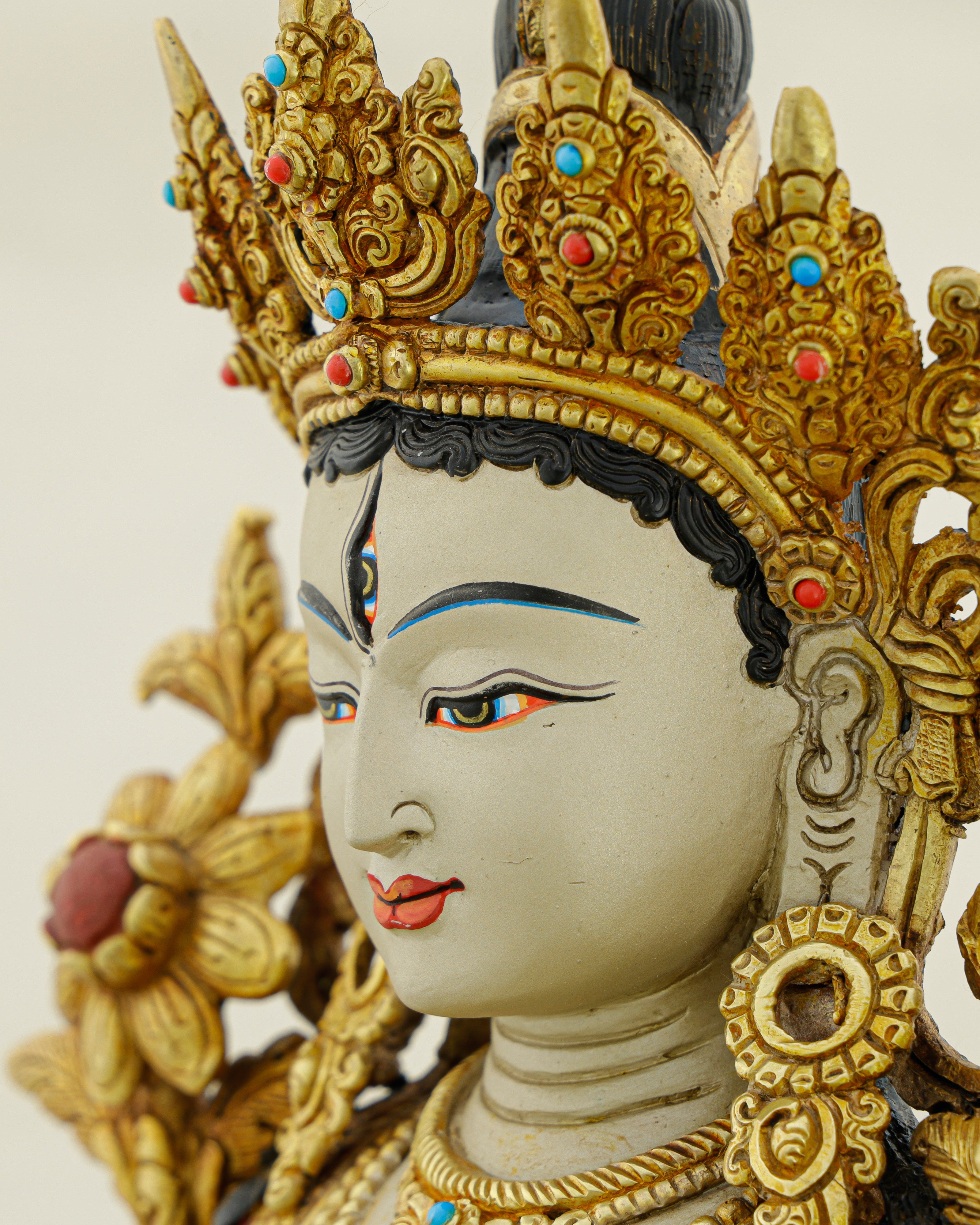Seven Eyes of Compassion, One Eternal Grace | Nepalese White Tara Statue That Heals and Protects