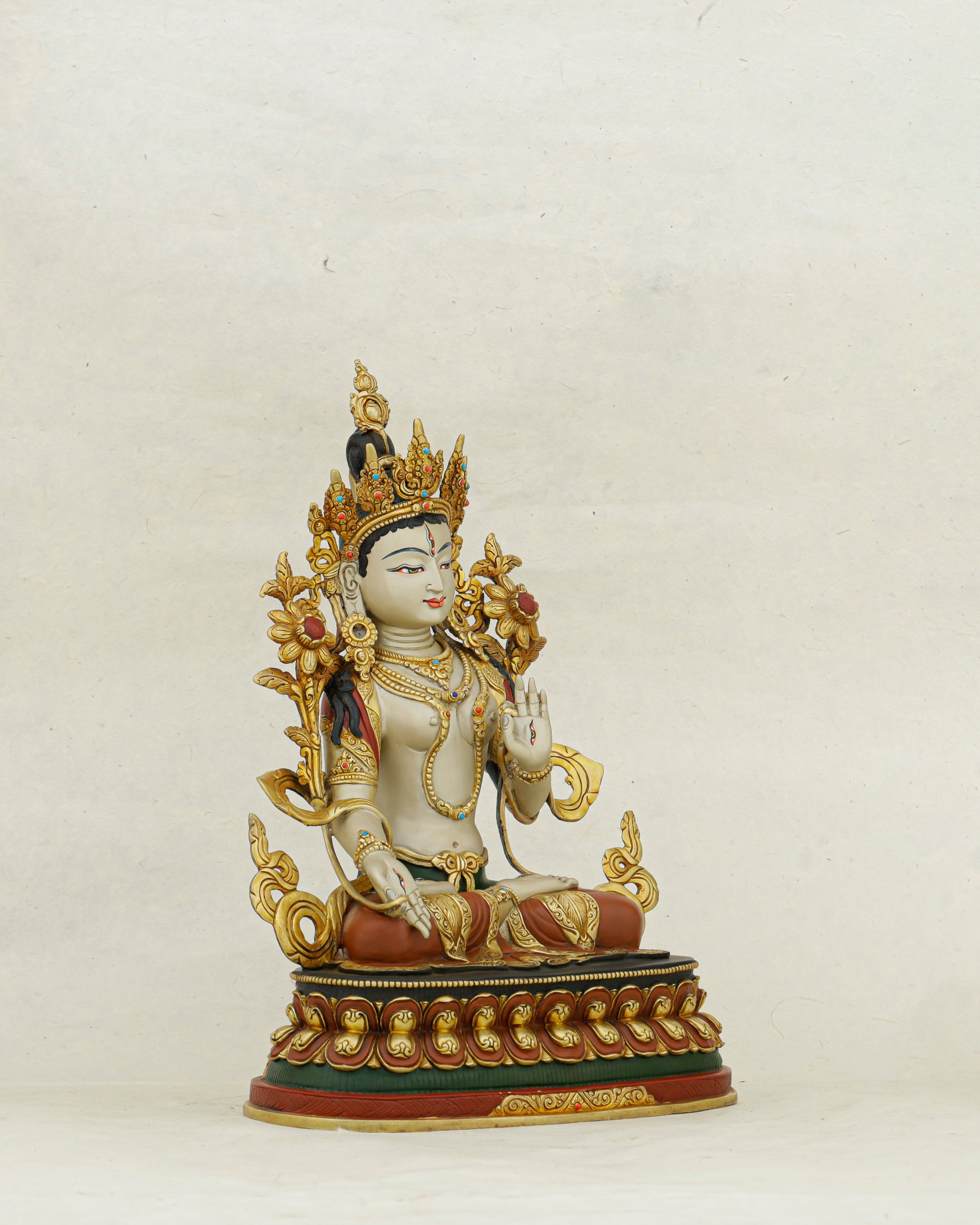 Seven Eyes of Compassion, One Eternal Grace | Nepalese White Tara Statue That Heals and Protects - Authentic Handcrafted Statue