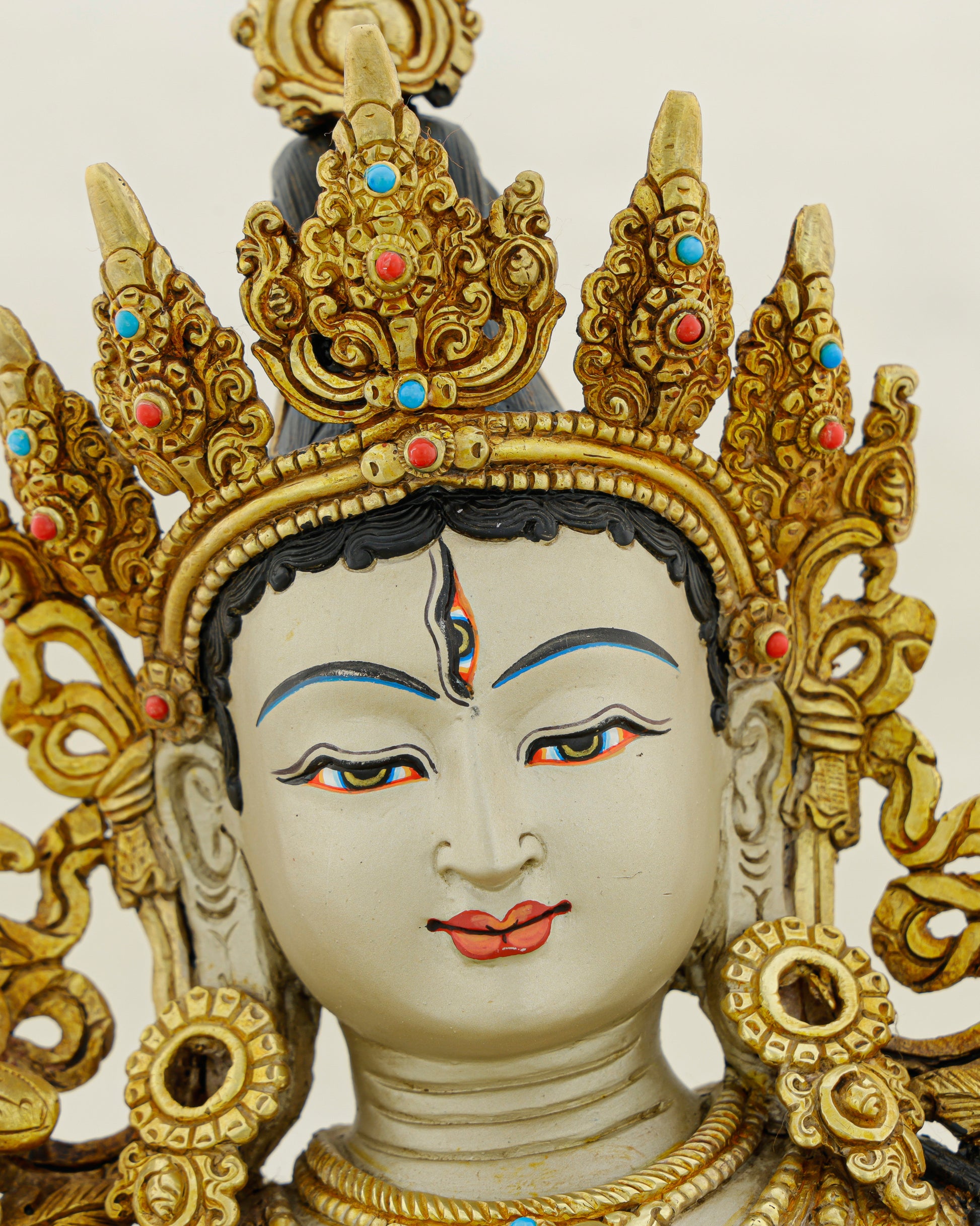 Seven Eyes of Compassion, One Eternal Grace | Nepalese White Tara Statue That Heals and Protects - Authentic Handcrafted Statue