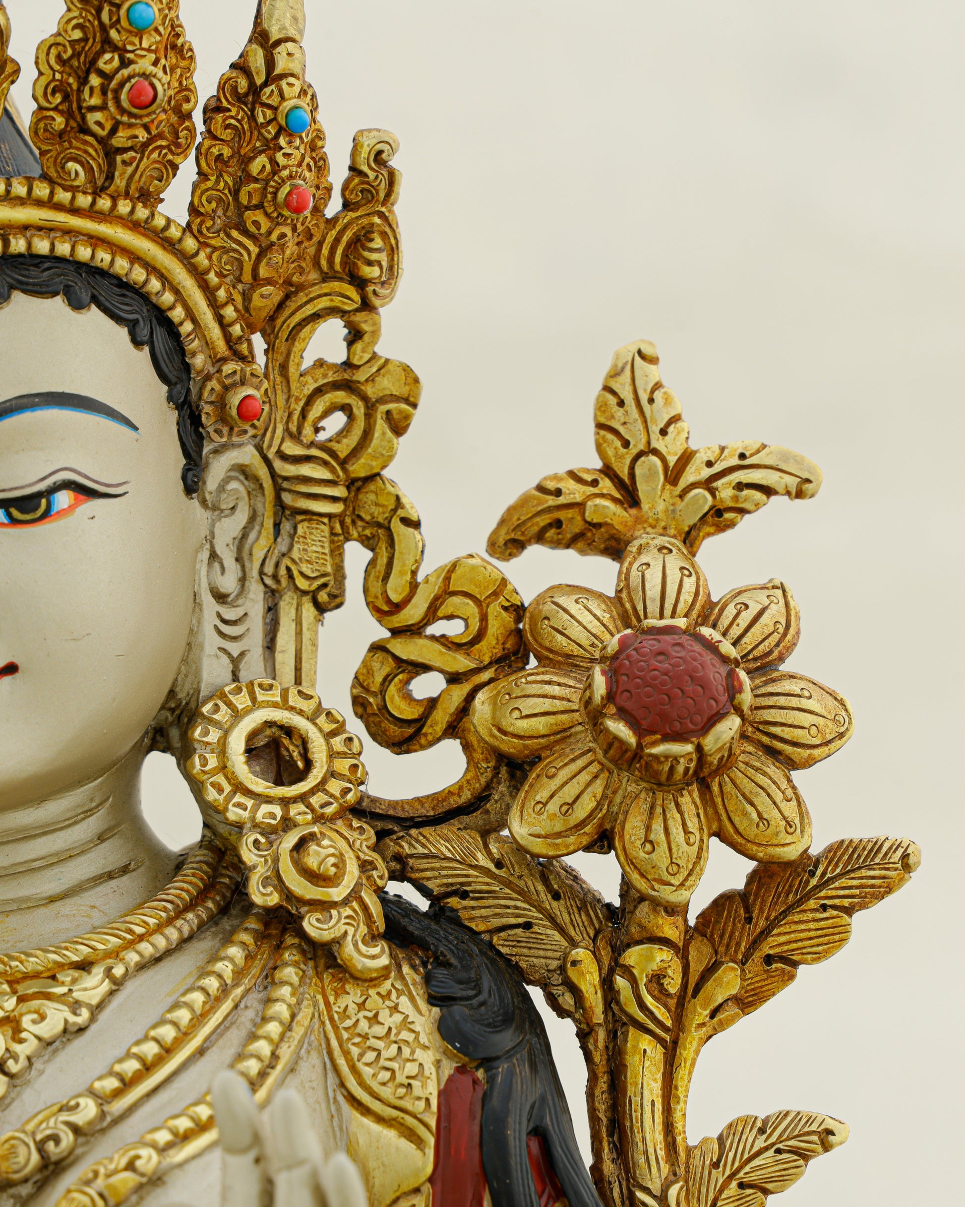 Seven Eyes of Compassion, One Eternal Grace | Nepalese White Tara Statue That Heals and Protects - Authentic Handcrafted Statue