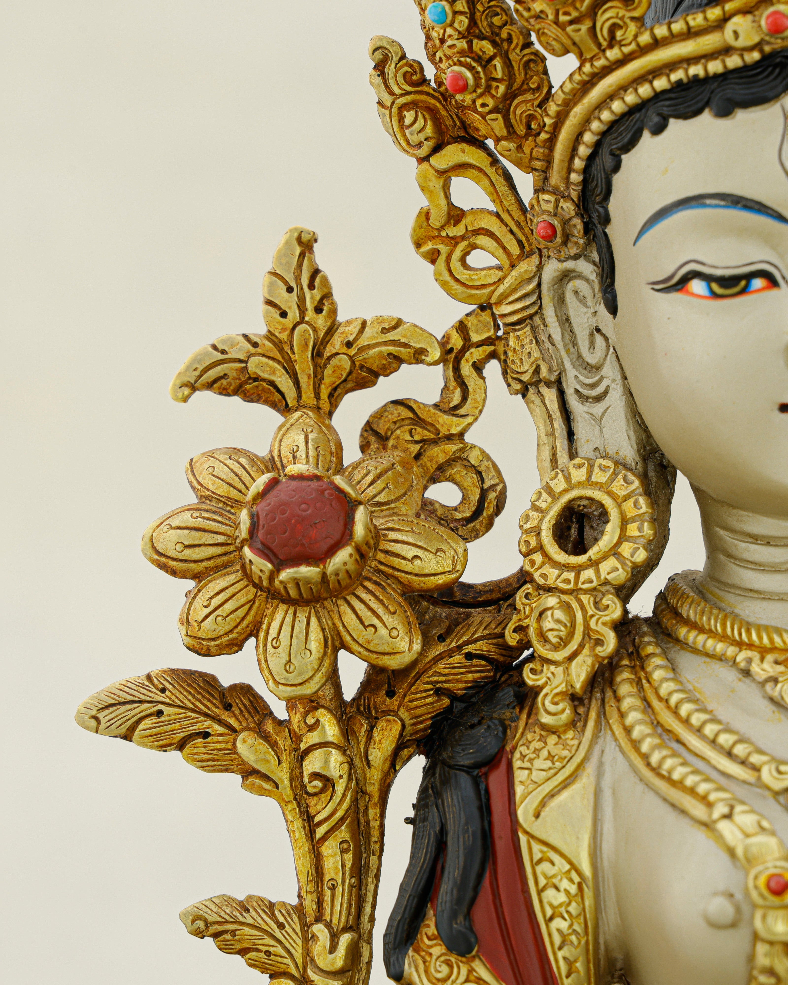 Seven Eyes of Compassion, One Eternal Grace | Nepalese White Tara Statue That Heals and Protects