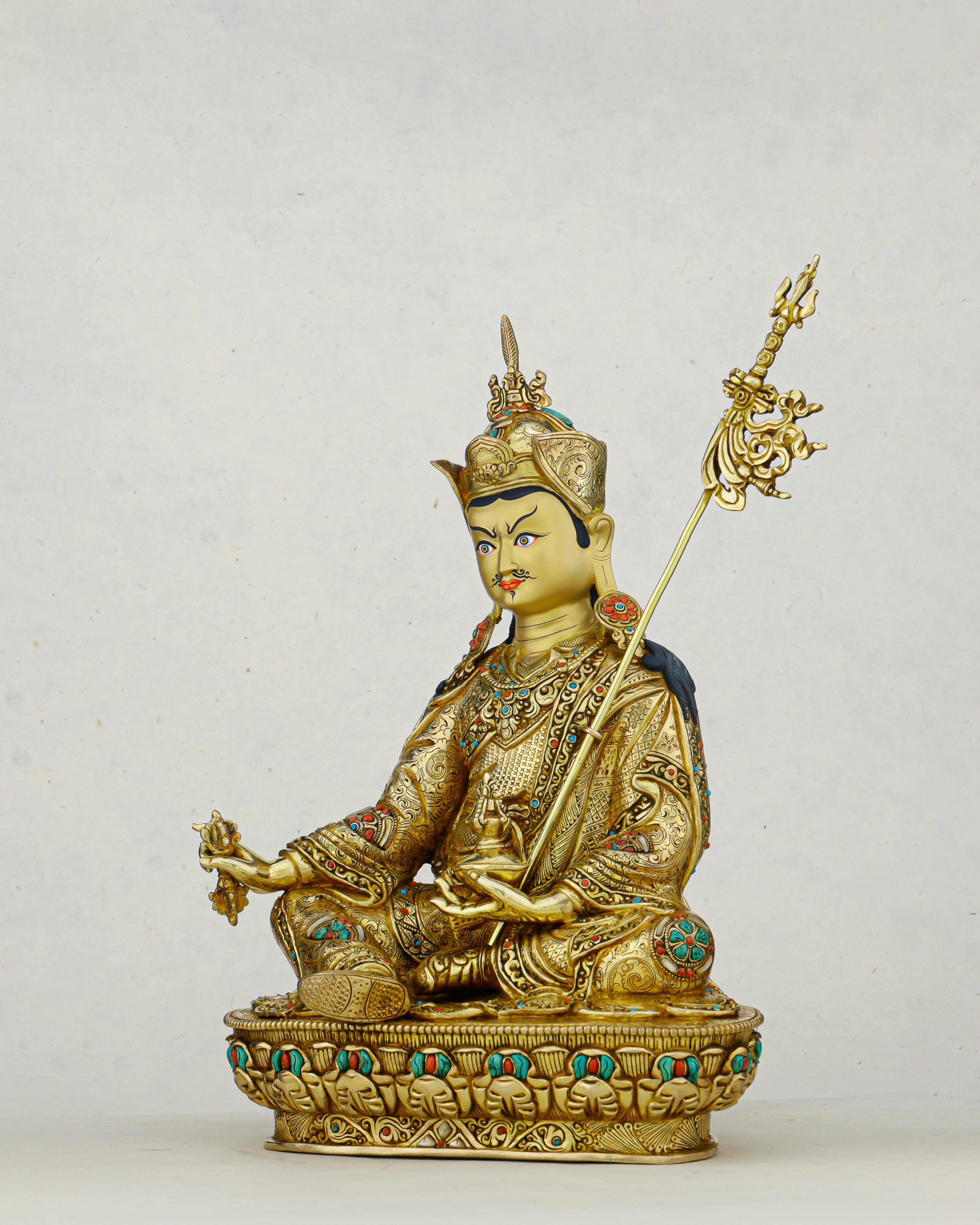 Gold and Fire, Lotus and Thunder | 24K Gilded Guru Rinpoche Statue