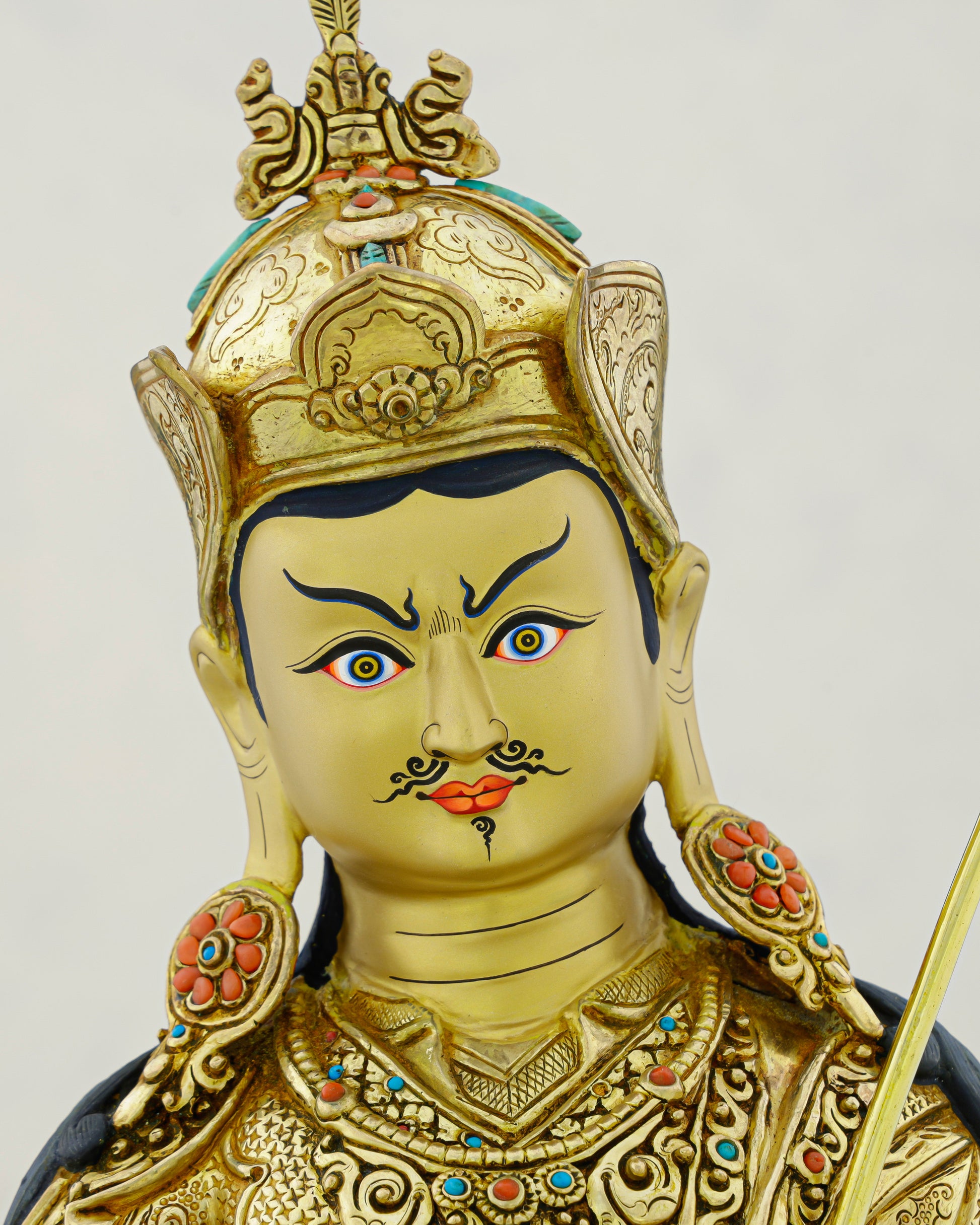 Gold and Fire, Lotus and Thunder | 24K Gilded Guru Rinpoche Statue - Authentic Handcrafted Statue