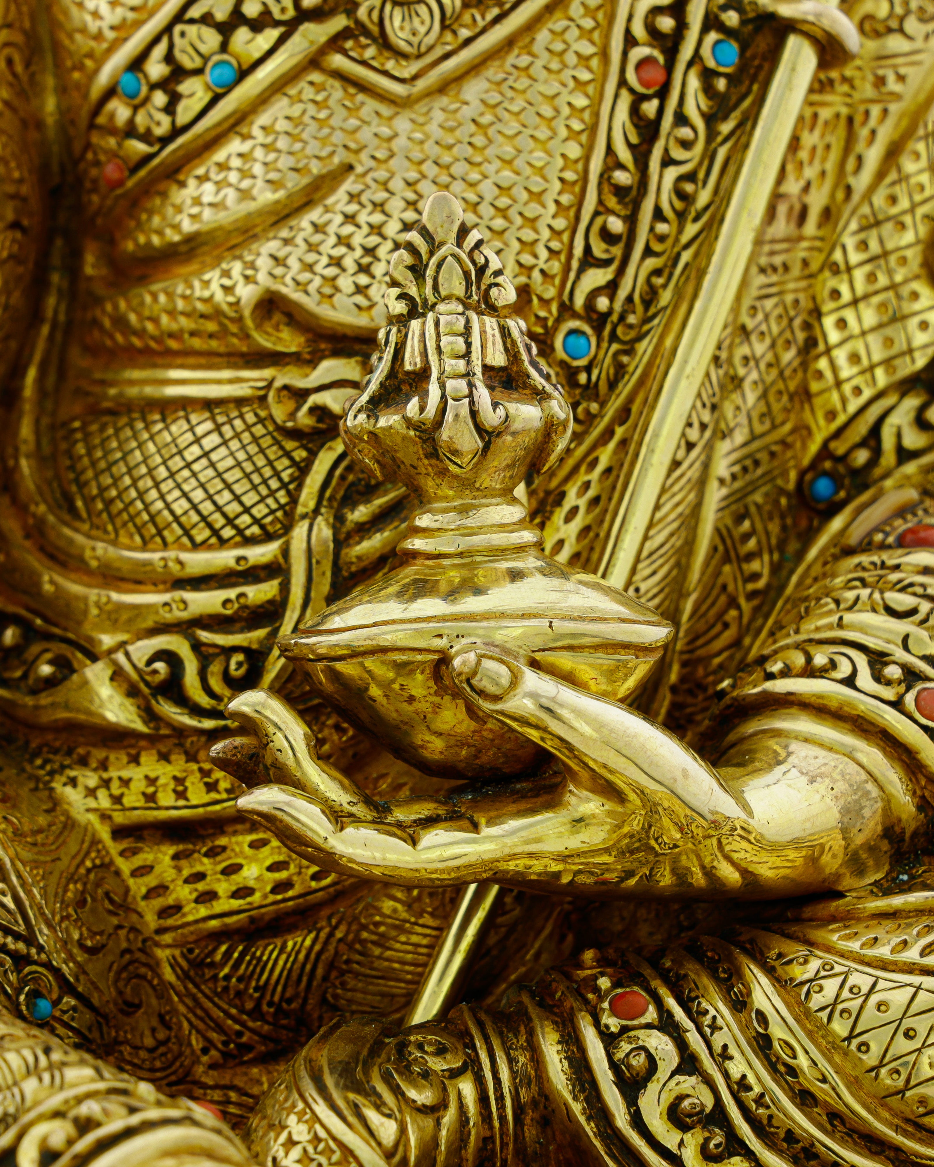 Gold and Fire, Lotus and Thunder | 24K Gilded Guru Rinpoche Statue