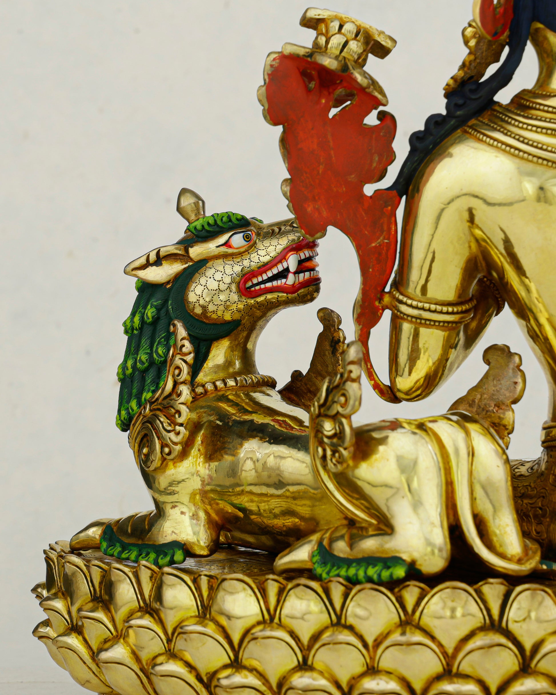 The Wisdom Roar That Shakes the World | 24K Gilded Simhanada Manjushri - Authentic Handcrafted Statue