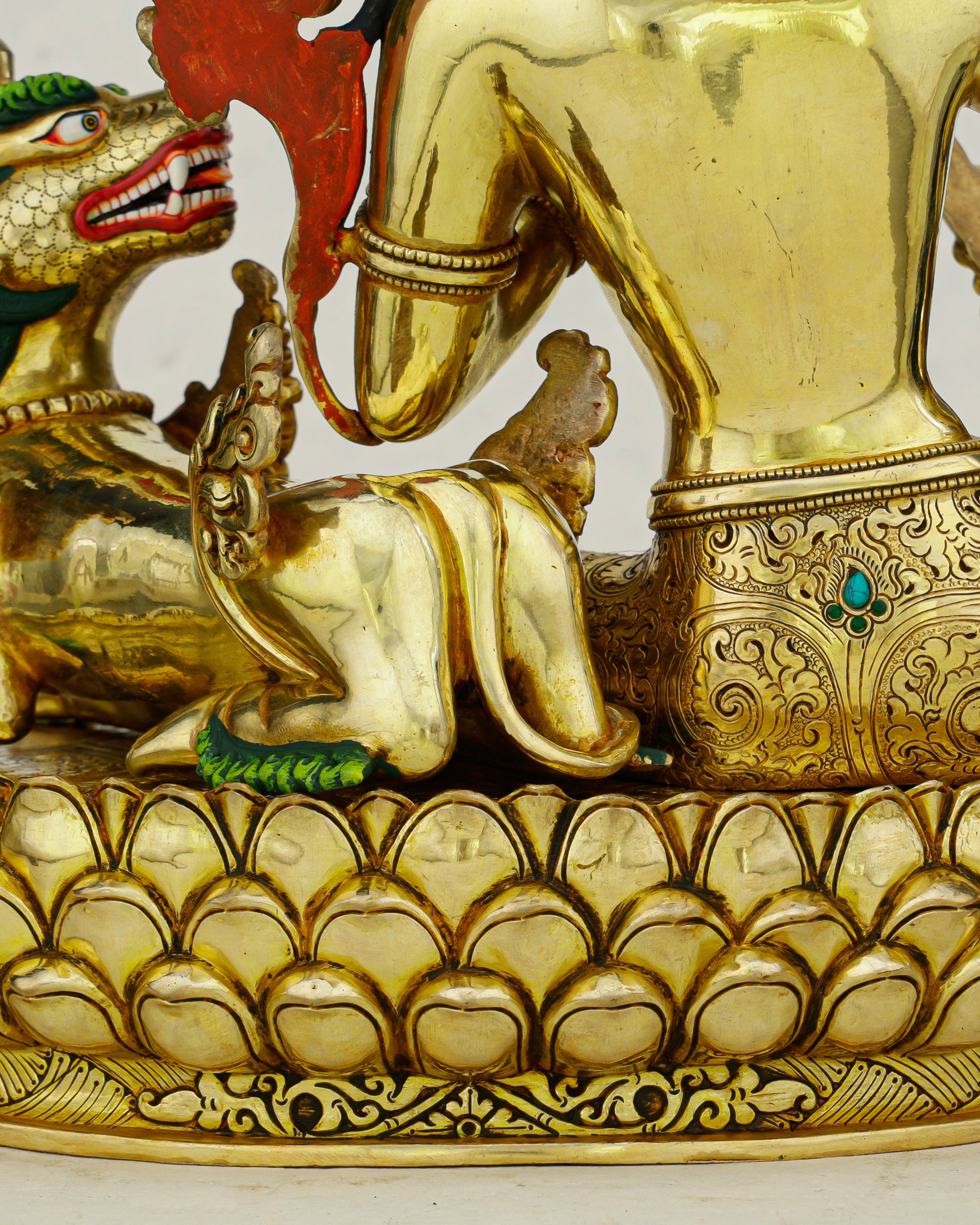 The Wisdom Roar That Shakes the World | 24K Gilded Simhanada Manjushri - Authentic Handcrafted Statue