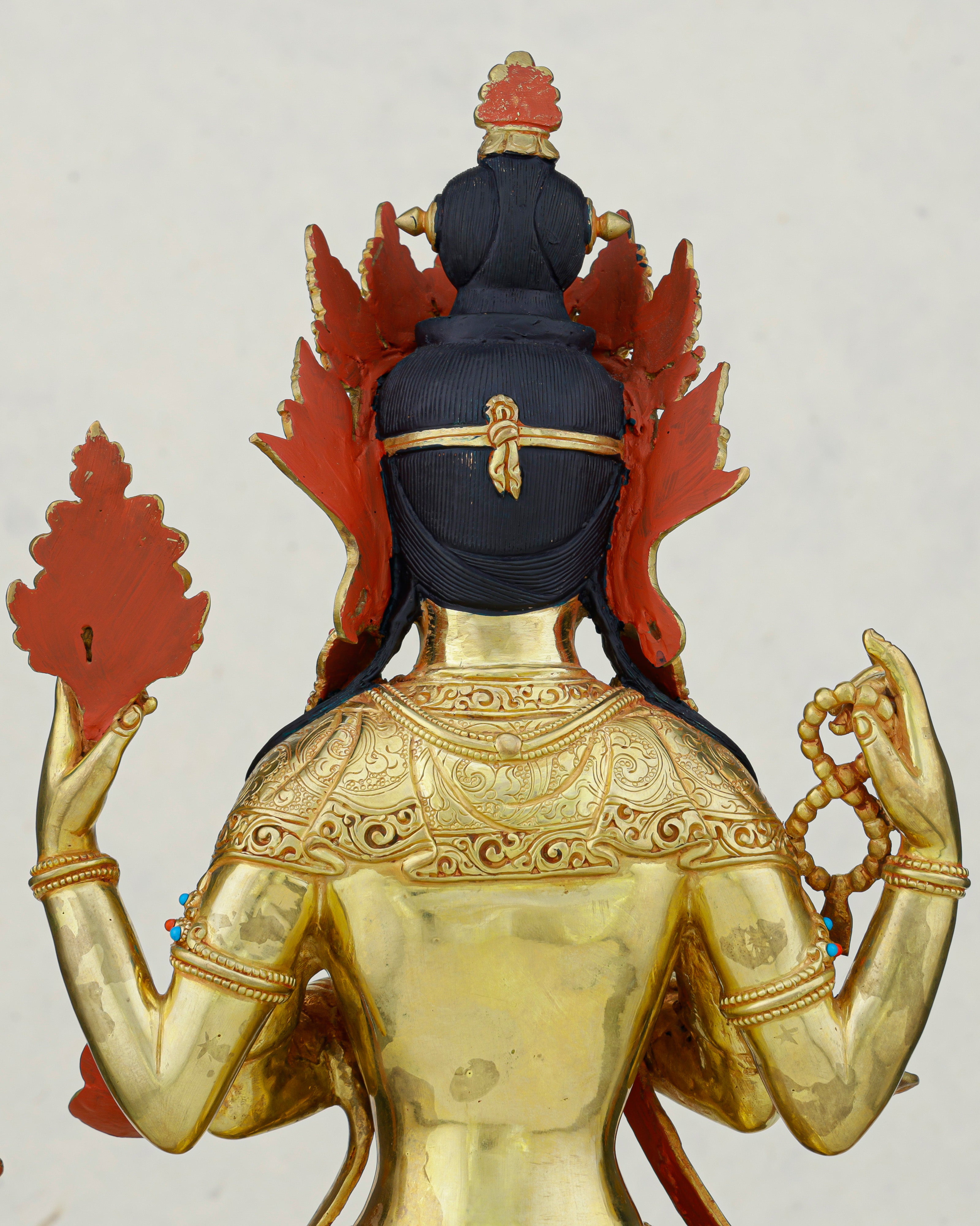Hands Folded, Heart Open | 24K Gilded Chengresi Satue From Nepal