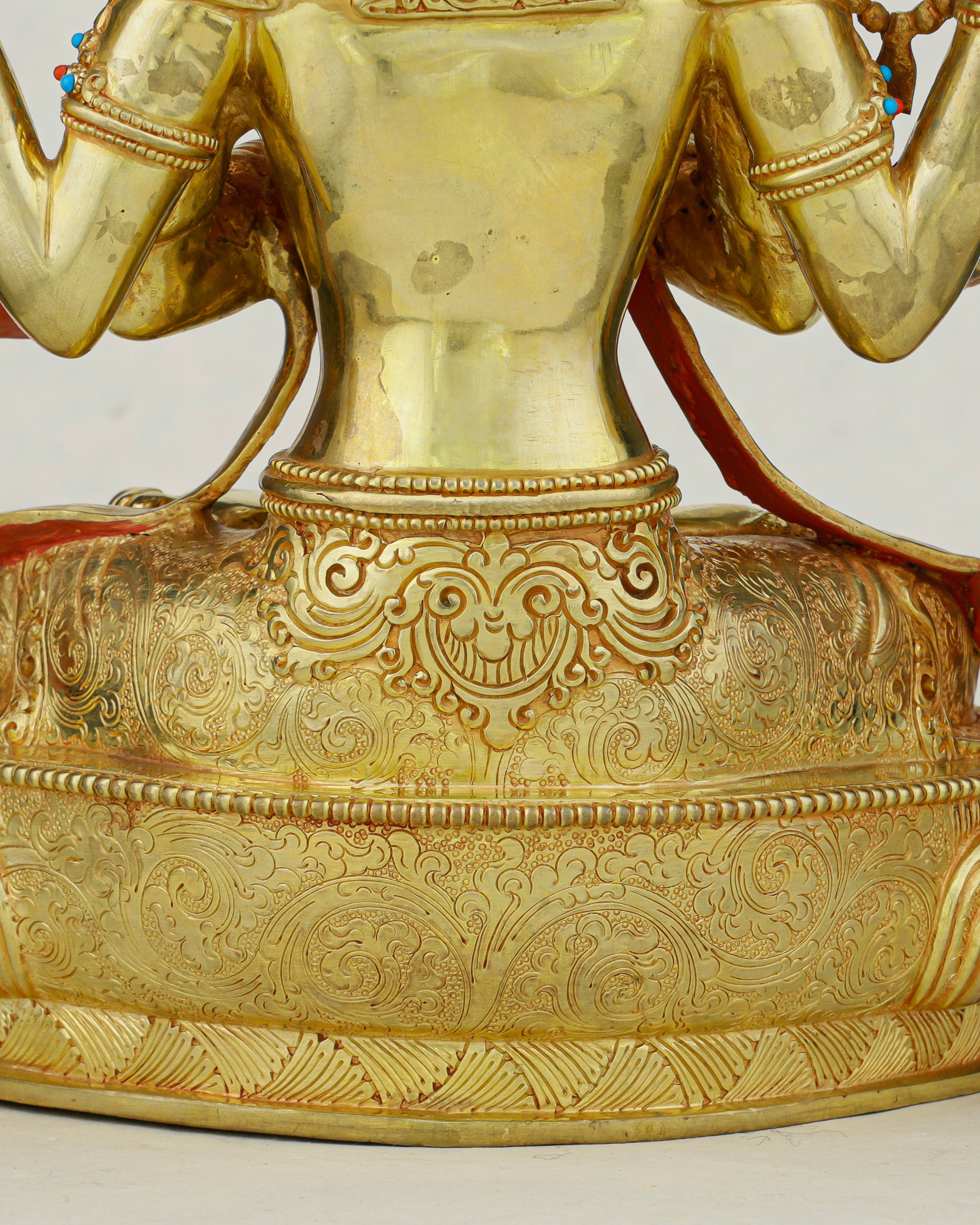 Hands Folded, Heart Open | 24K Gilded Chengresi Satue From Nepal - Authentic Handcrafted Statue