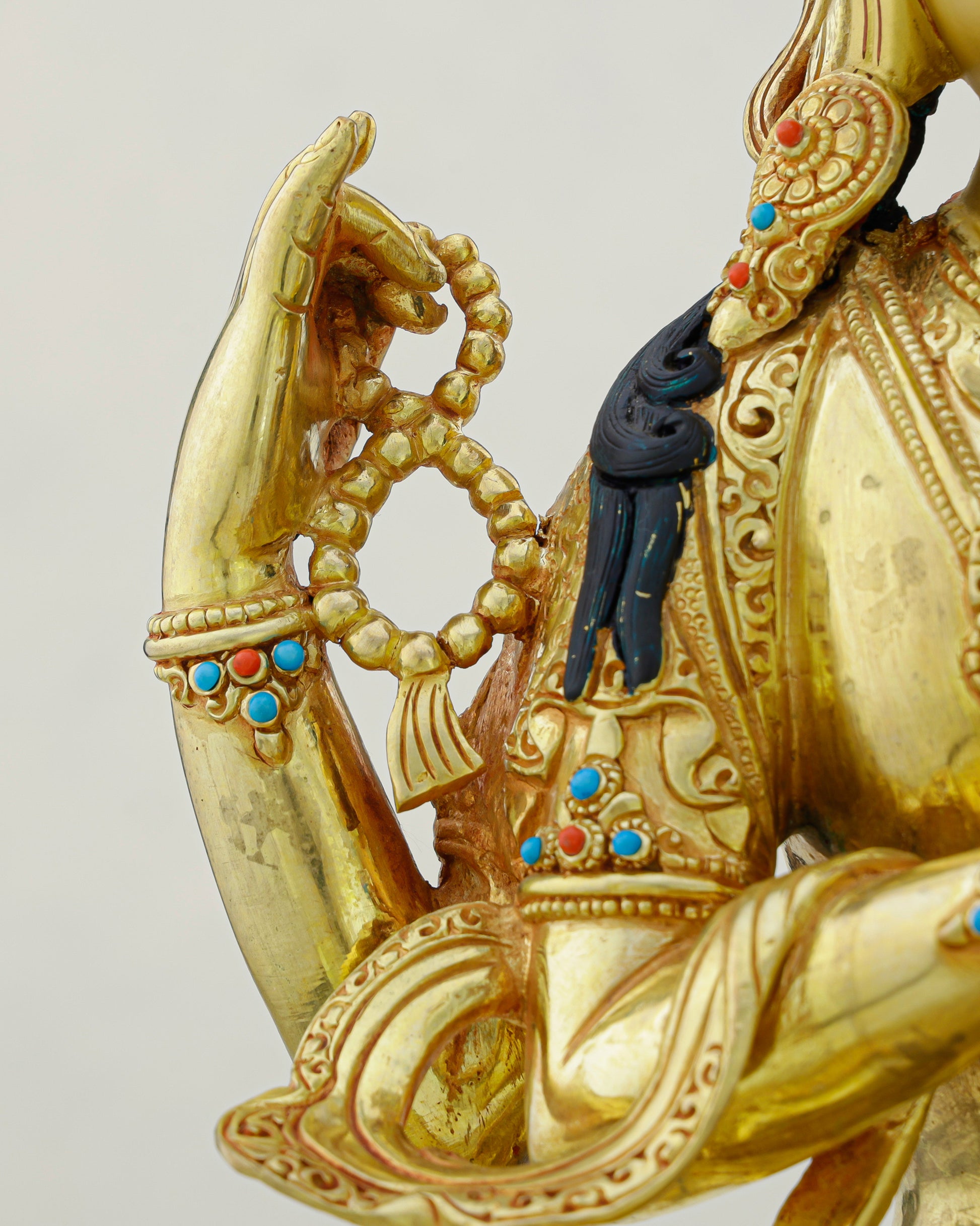 Hands Folded, Heart Open | 24K Gilded Chengresi Satue From Nepal - Authentic Handcrafted Statue