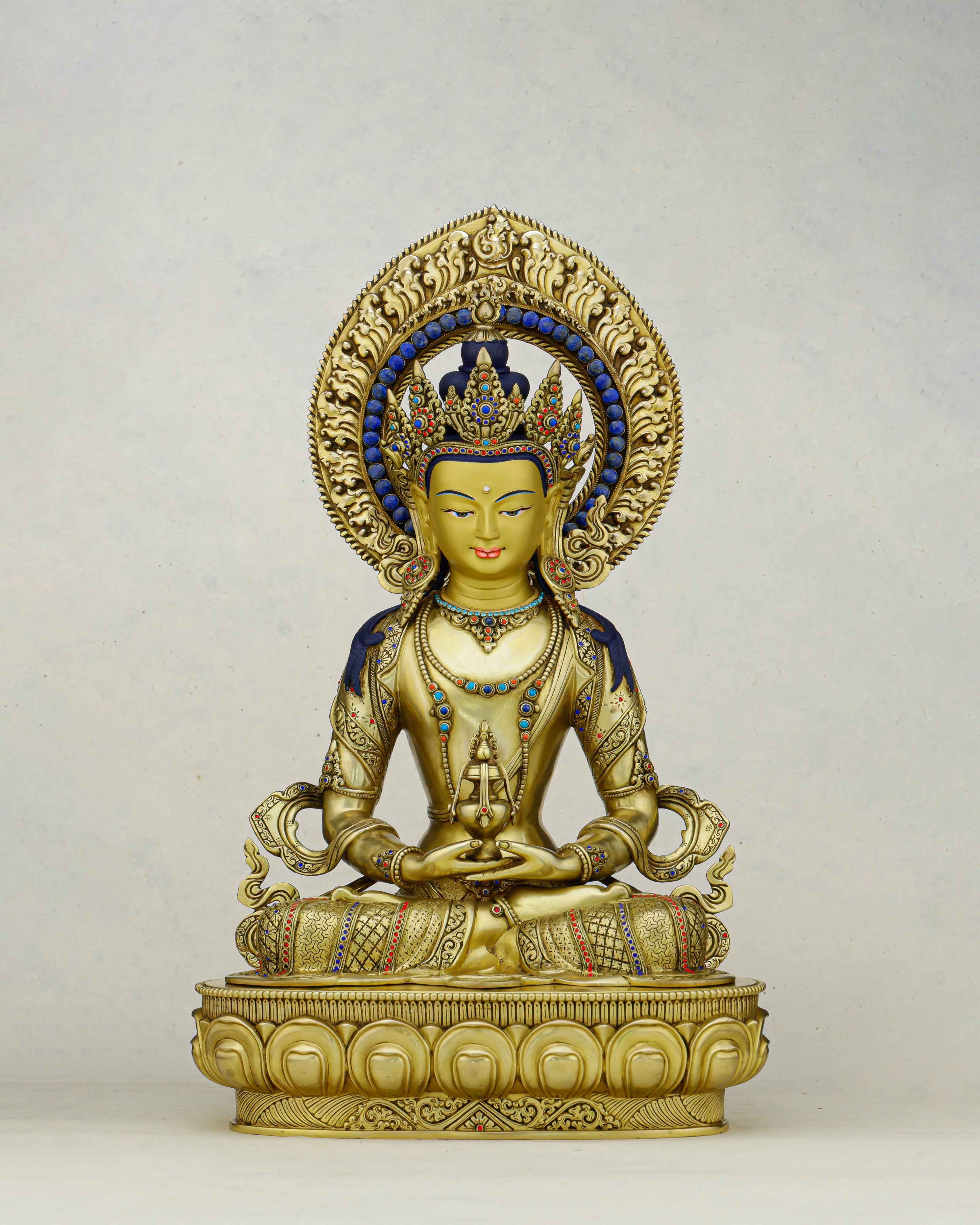 Eternal Life in Gold | Handcrafted Amitayus Statue from Patan, Nepal